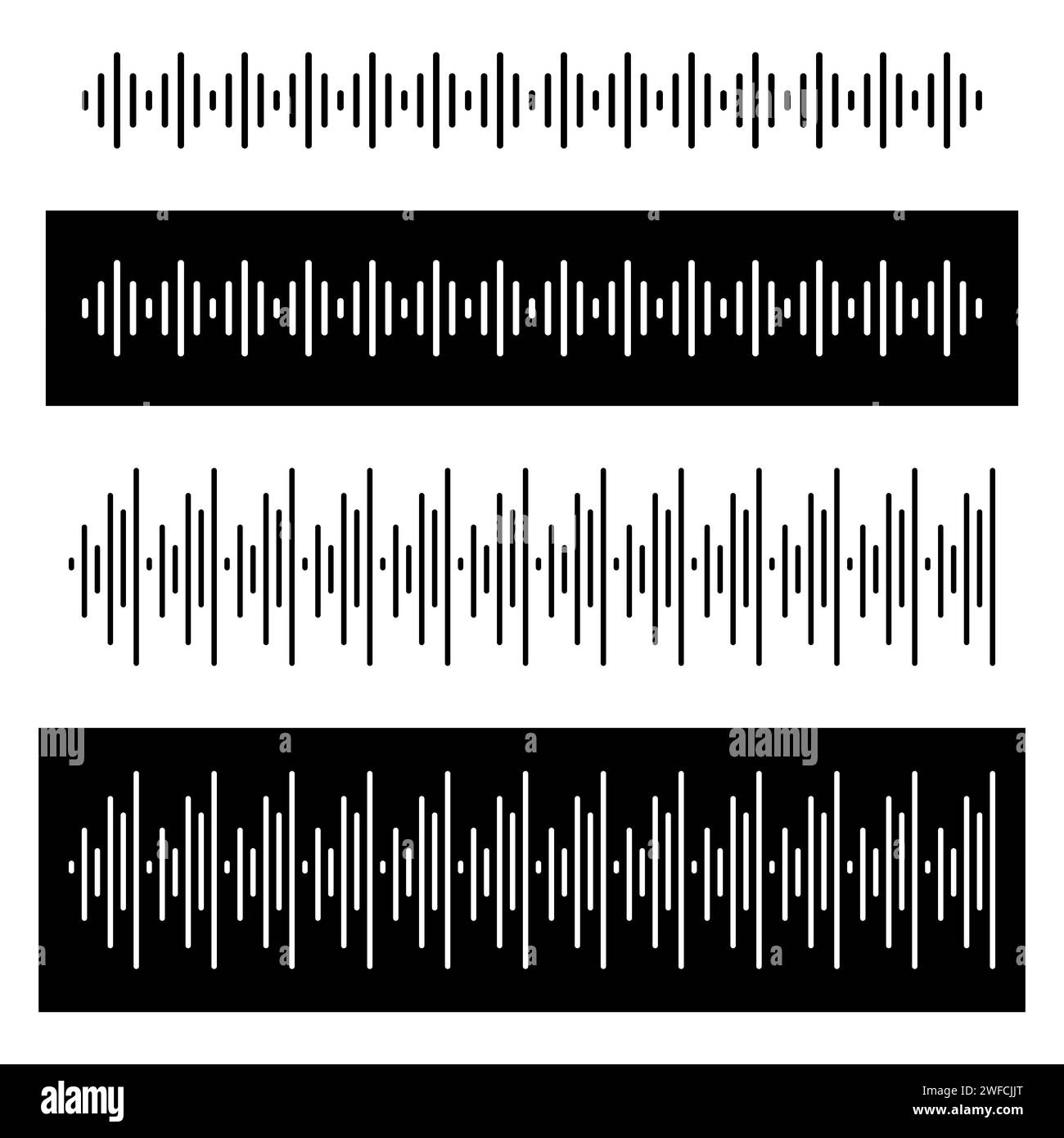 Tonsymbol gesetzt. Schallwelle. Verlaufsfarbe. dj-Hintergrund. Hintergrund der digitalen Technologie. Vektorabbildung. Rohbild. EPS 10. Stock Vektor