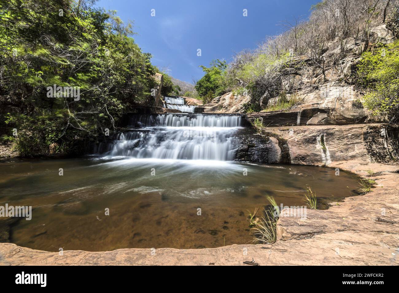 Rapids in der Flussschlucht Jaburu auf dem Weg nach Cachoeira do Frade Stockfoto