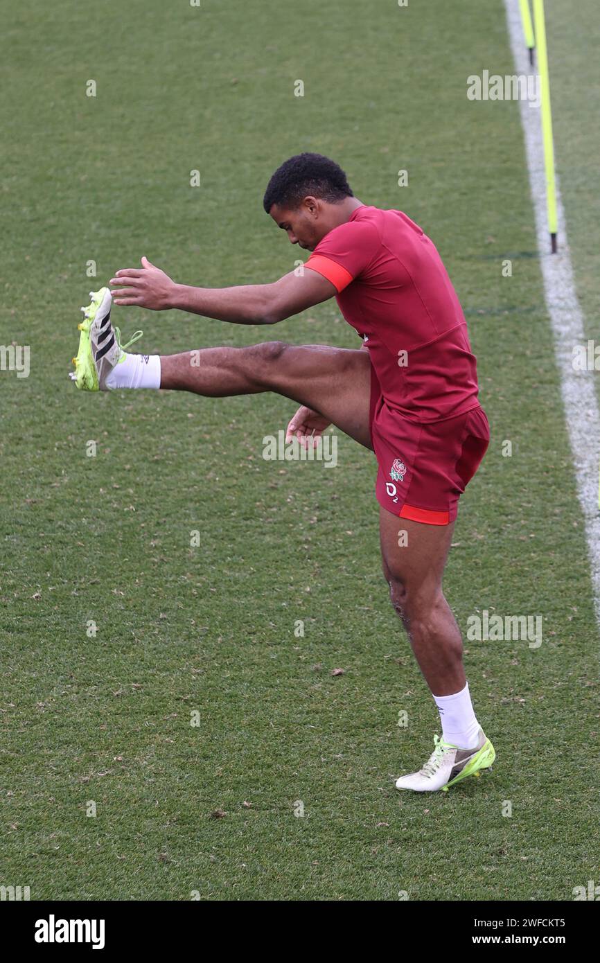 Girona, Spanien, 29. Januar 2024: Immanuel Feyi-Waboso im englischen Rugby-Trainingscamp für Männer. Stockfoto