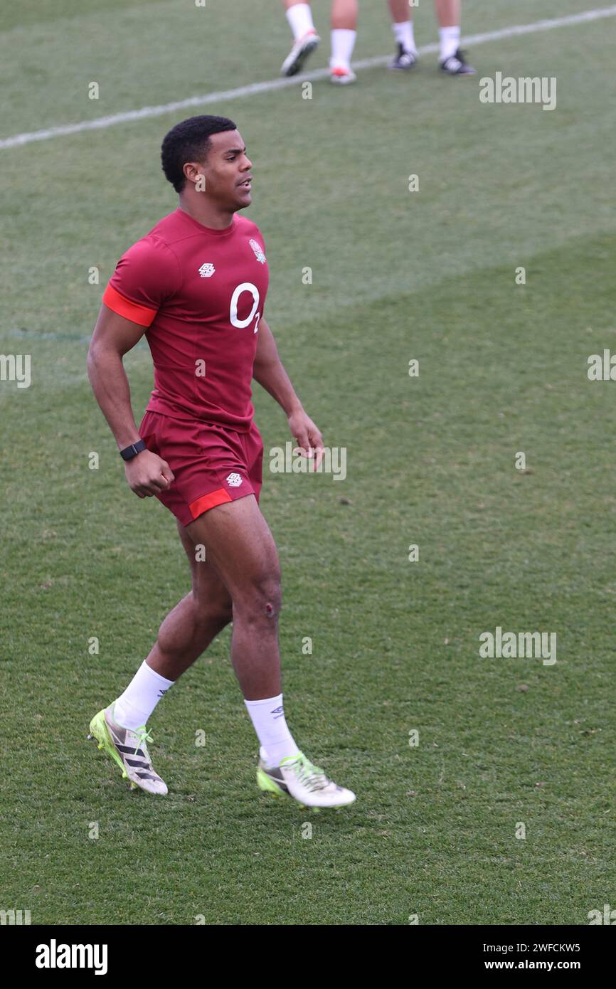 Girona, Spanien, 29. Januar 2024: Immanuel Feyi-Waboso im englischen Rugby-Trainingscamp für Männer. Stockfoto