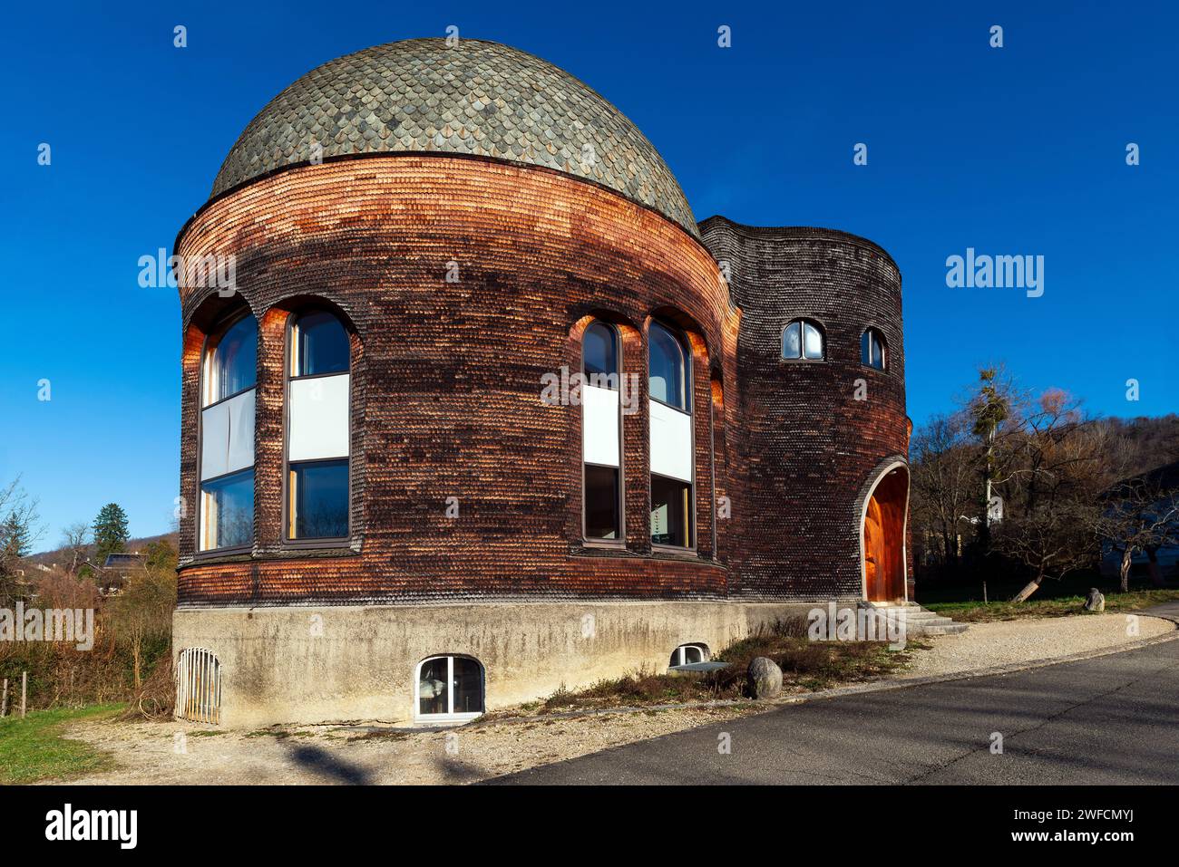 Glashaus Dornach des Architekten Rudolf Steiner, Kanton Solothurn, Schweiz. Das Glass House ist ein Ateliergebäude für die Glasmahlerei. B Stockfoto