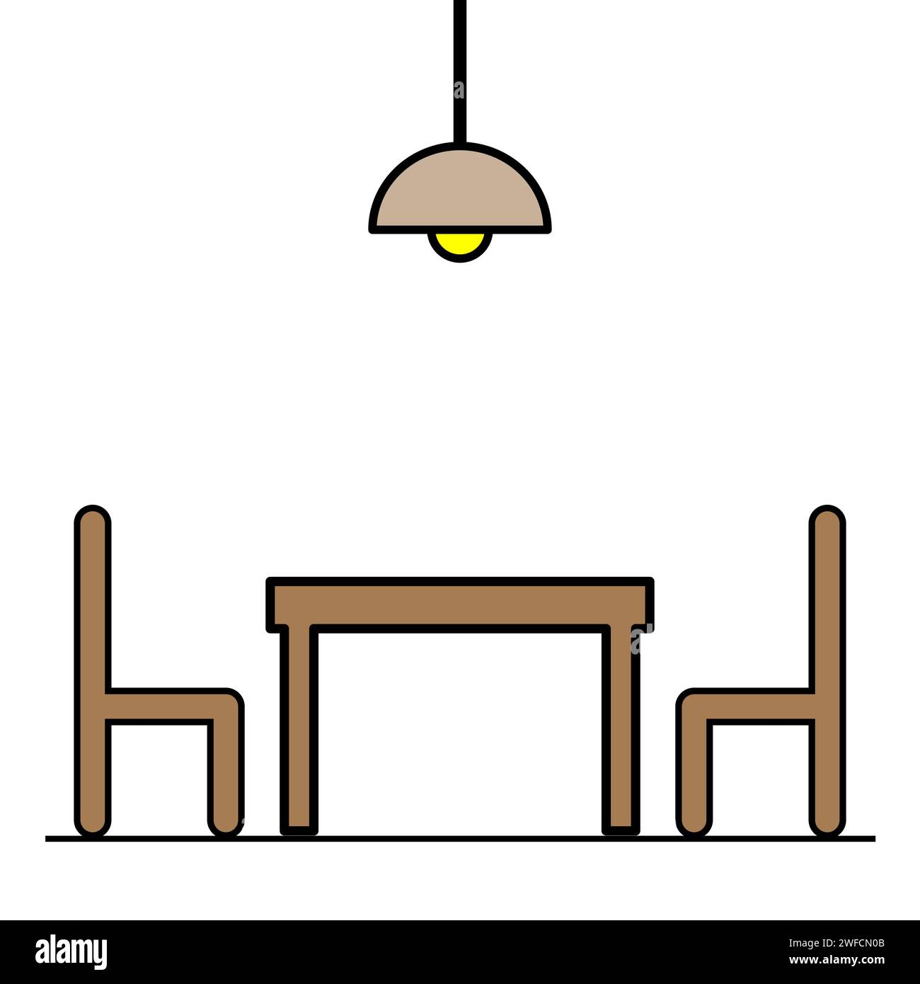 Tisch und zwei Stühle. Skizzieren Sie die Illustration auf hellem Hintergrund. Symbol für Konzeptdesign. Vektorabbildung. Rohbild. EPS 10. Stock Vektor
