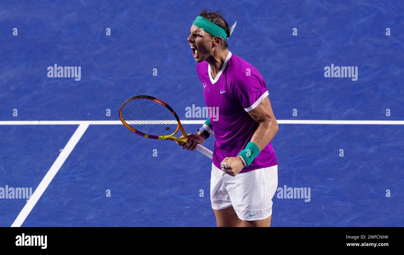 Rafael NADAL (ESP) gegen Cameron NORRIE (GBR) während ihres Singles Final Matches des Abierto Mexicano Telcel Presentado por HSBC in der Arena GNP Seguros am 26. Februar 2022 in Acapulco, Mexiko. Foto von Victor Fraile / Power Sport Images Stockfoto