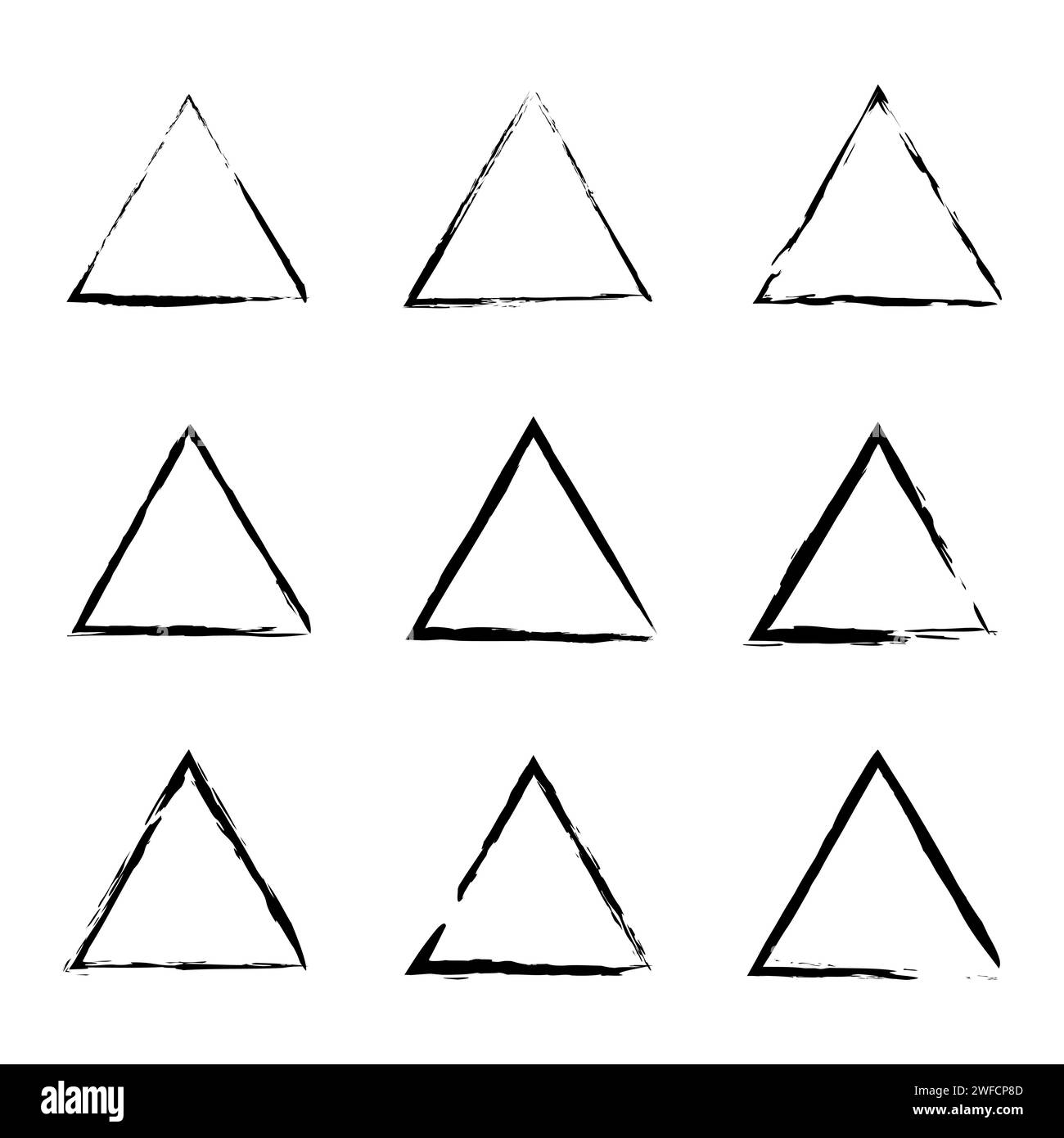 Grunge-Dreieck in handgezeichnetem Stil. Pinsel Dreiecke. Vektorabbildung. Rohbild. EPS 10. Stock Vektor