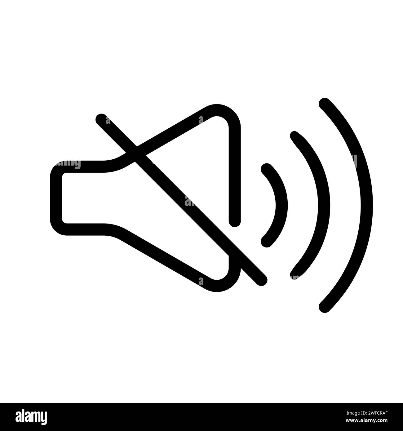 Symbol für gekreuzten Lautsprecher. Megaphon-Lautsprecher. Schild verboten. Vektorabbildung. Rohbild. EPS 10. Stock Vektor