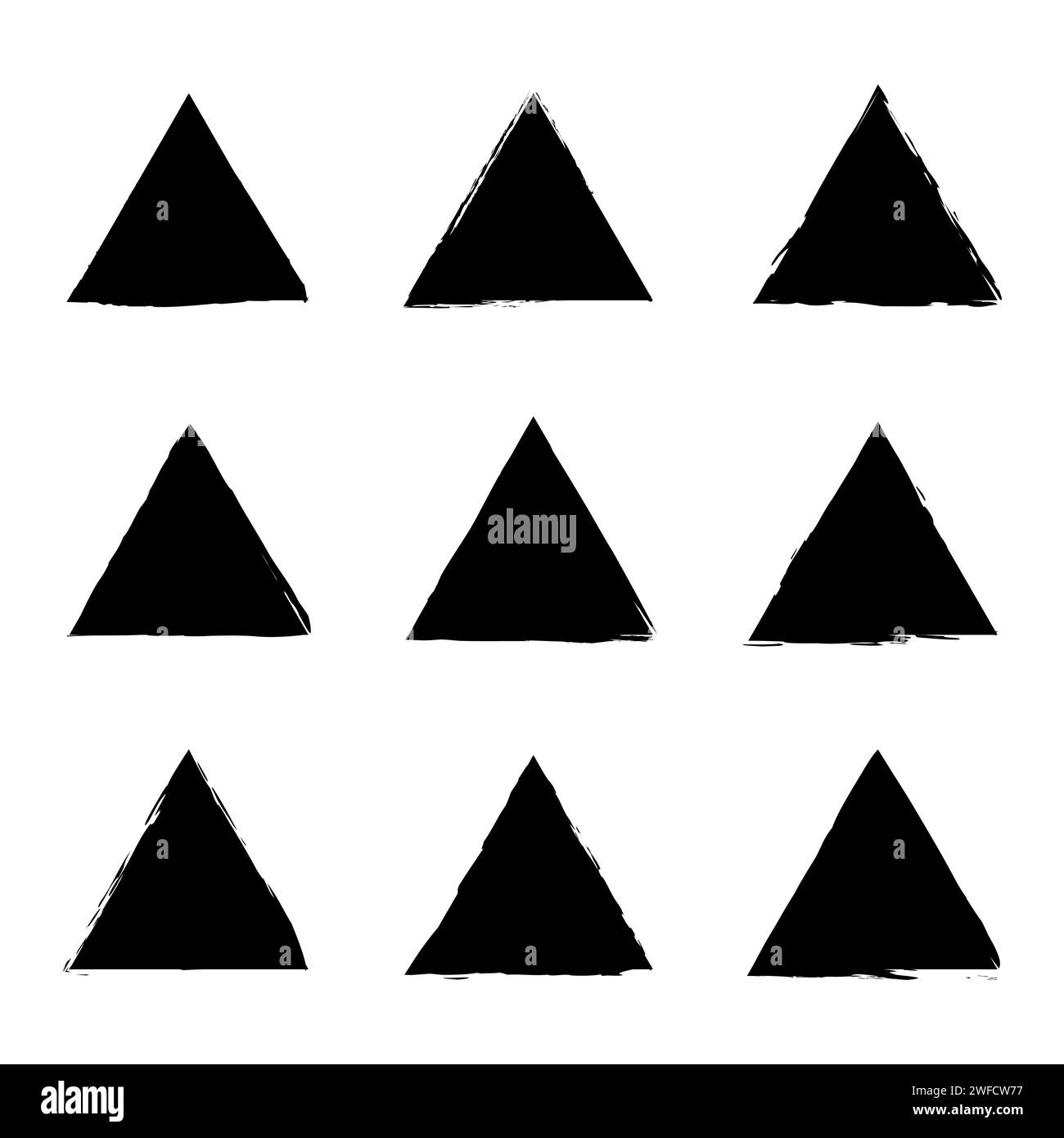 Grunge-Dreieck in handgezeichnetem Stil. Pinsel Dreiecke. Vektorabbildung. Rohbild. EPS 10. Stock Vektor