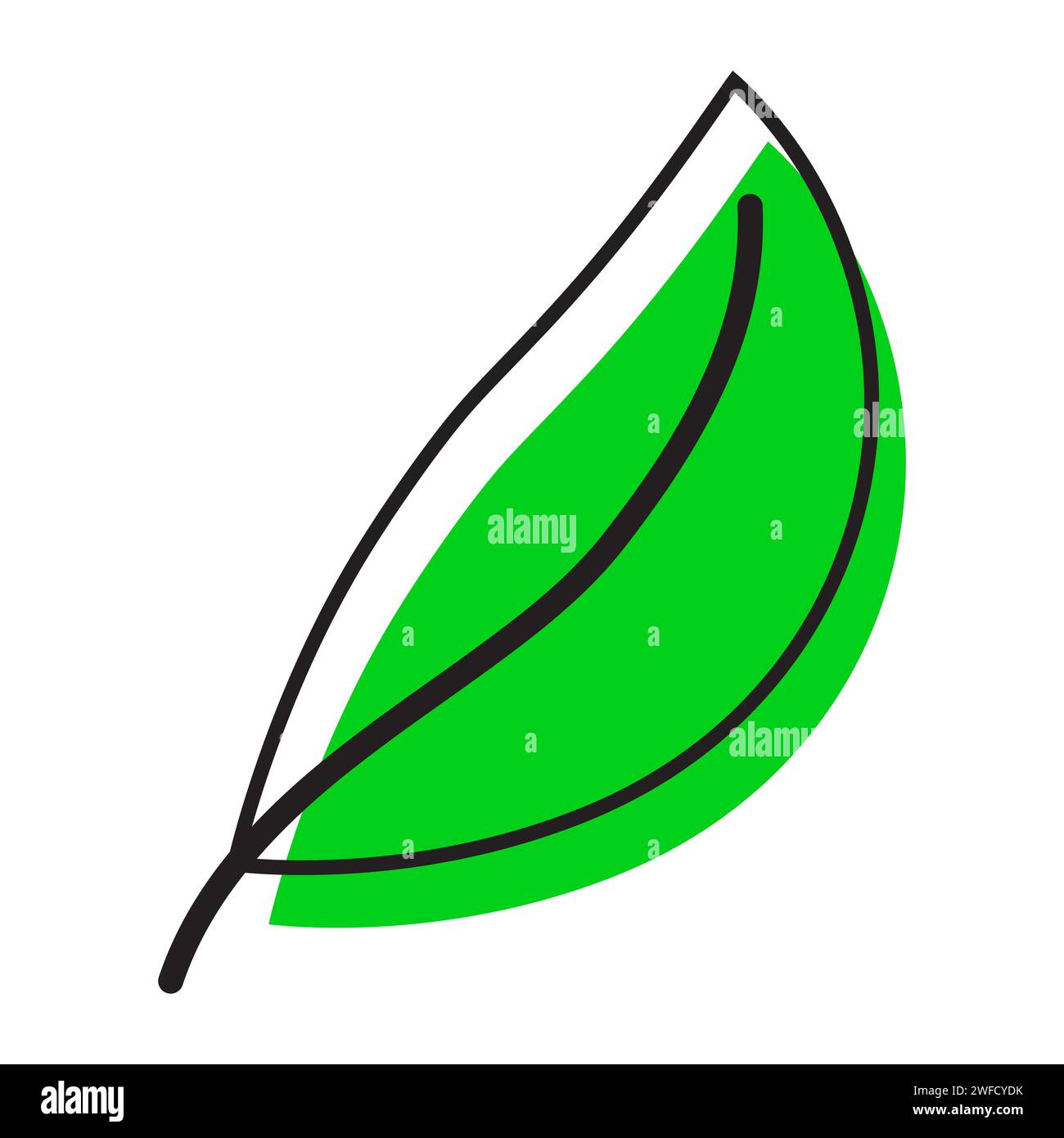 Grüne Blattlinie in flacher Ausführung. ECO-Symbolsatz. Sommer-STYLE. Ökologisches Konzept. Vektorabbildung. Rohbild. EPS 10. Stock Vektor