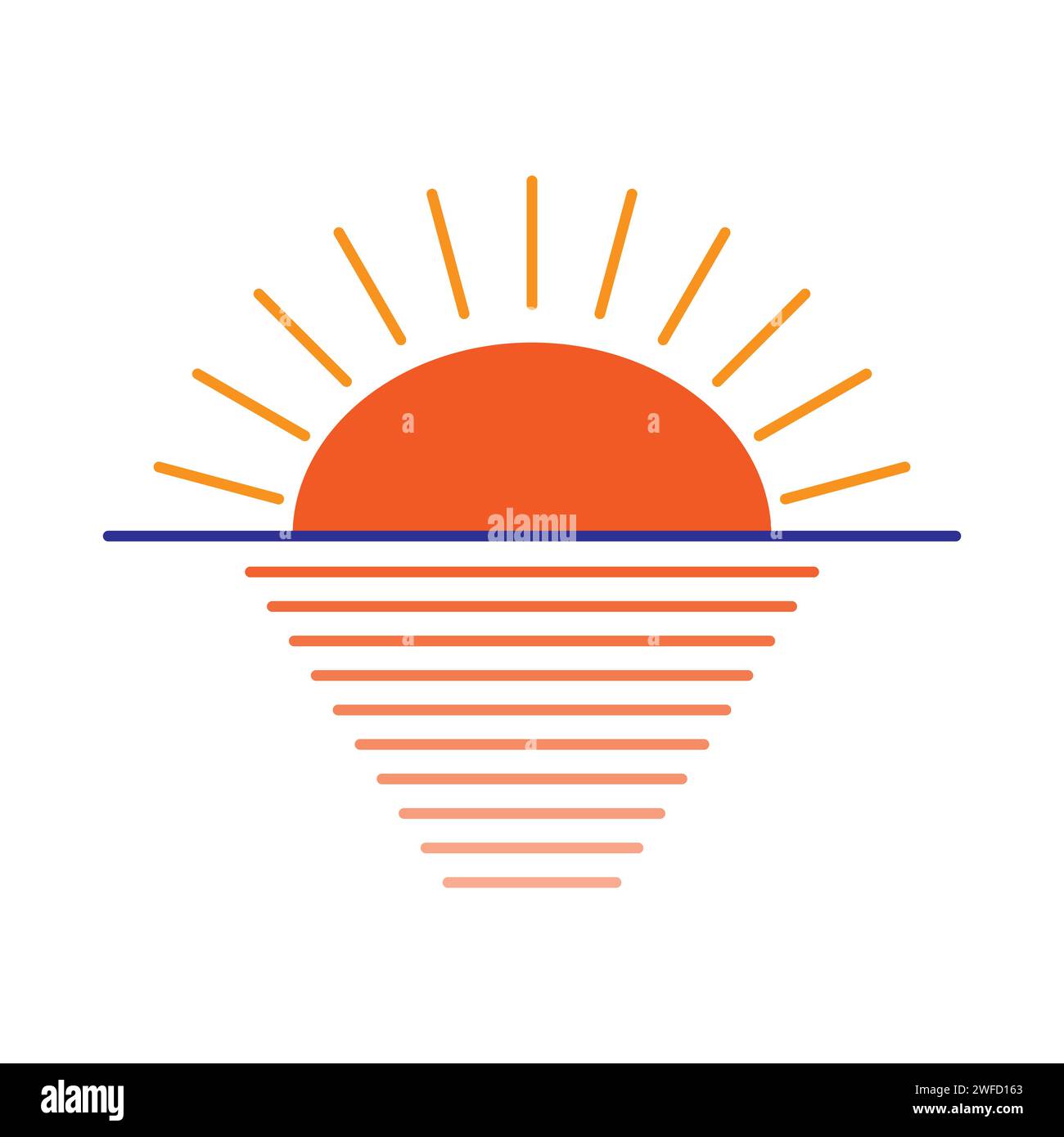 Symbol für aufgehende Sonne. Vektorabbildung. Rohbild. EPS 10. Stock Vektor