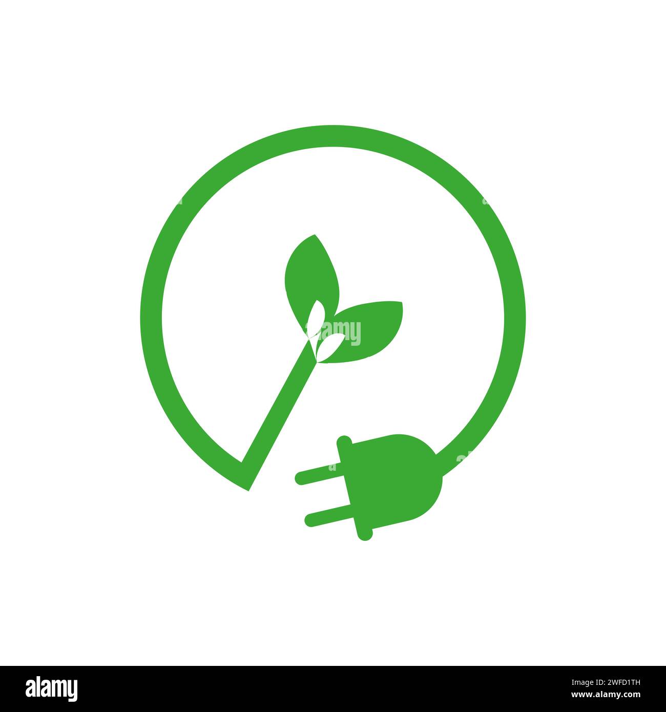 Grünes Schild, Sockel, Blattkreis. Grüne Energie. Vektorabbildung. EPS 10. Stock Vektor