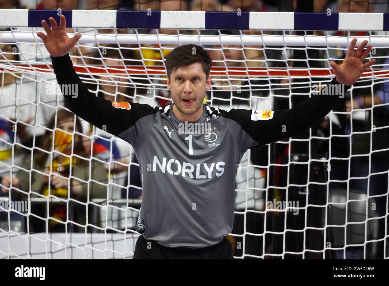 Handball, EHF-Europameisterschaft der Männer Finale Lanxess-Arena in Köln 28.01.2024 Niklas LANDIN (DEN) Foto : Norbert Schmidt, Düsseldorf Stockfoto