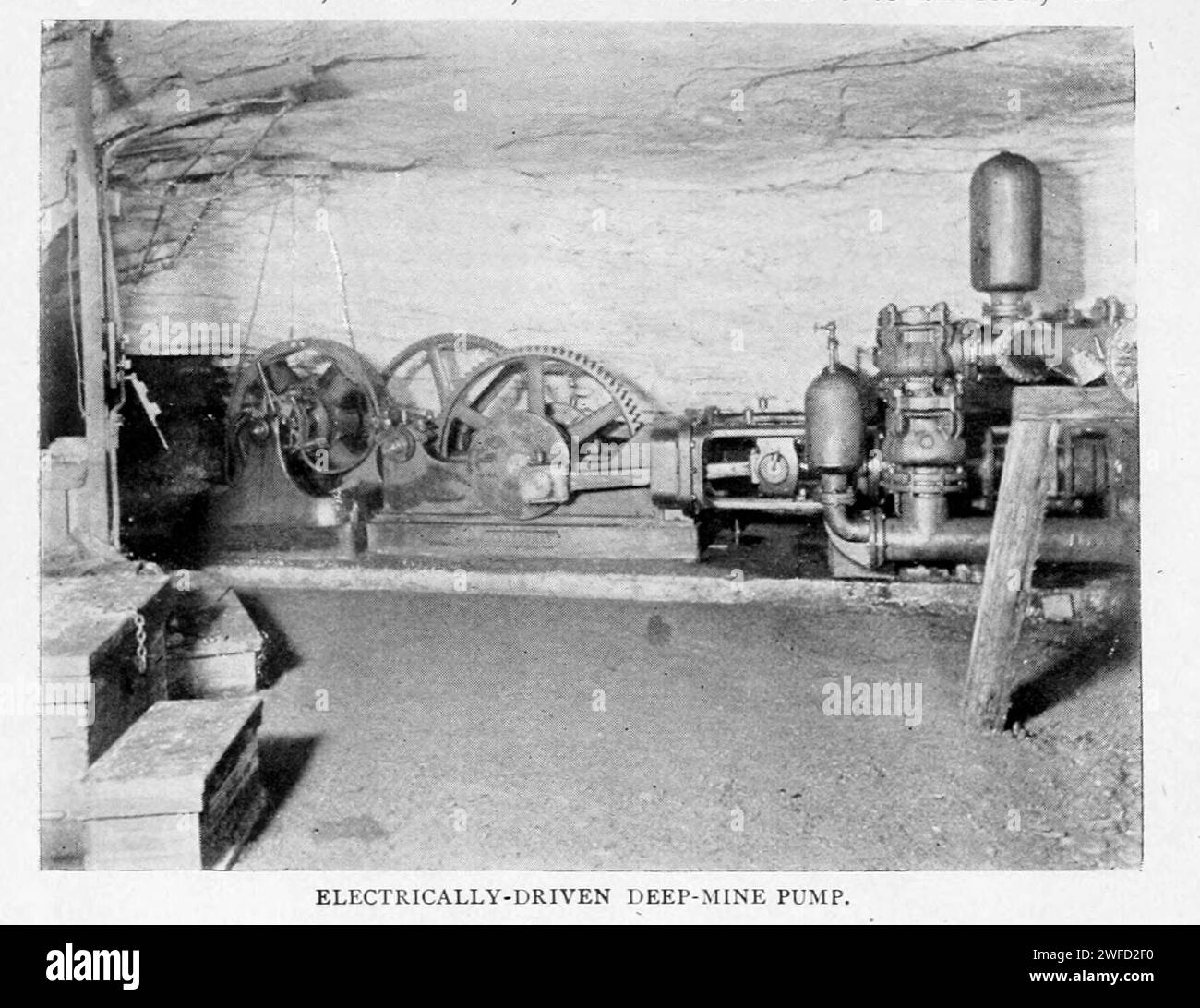 Elektrisch angetriebene Tiefenpumpe aus dem Artikel DIE WACHSENDE EFFIZIENZ MODERNER BERGBAUMASCHINEN. Von Cyrus Robinson. Vom Engineering Magazine widmet sich Industrial Progress Band XI Oktober 1897 The Engineering Magazine Co Stockfoto
