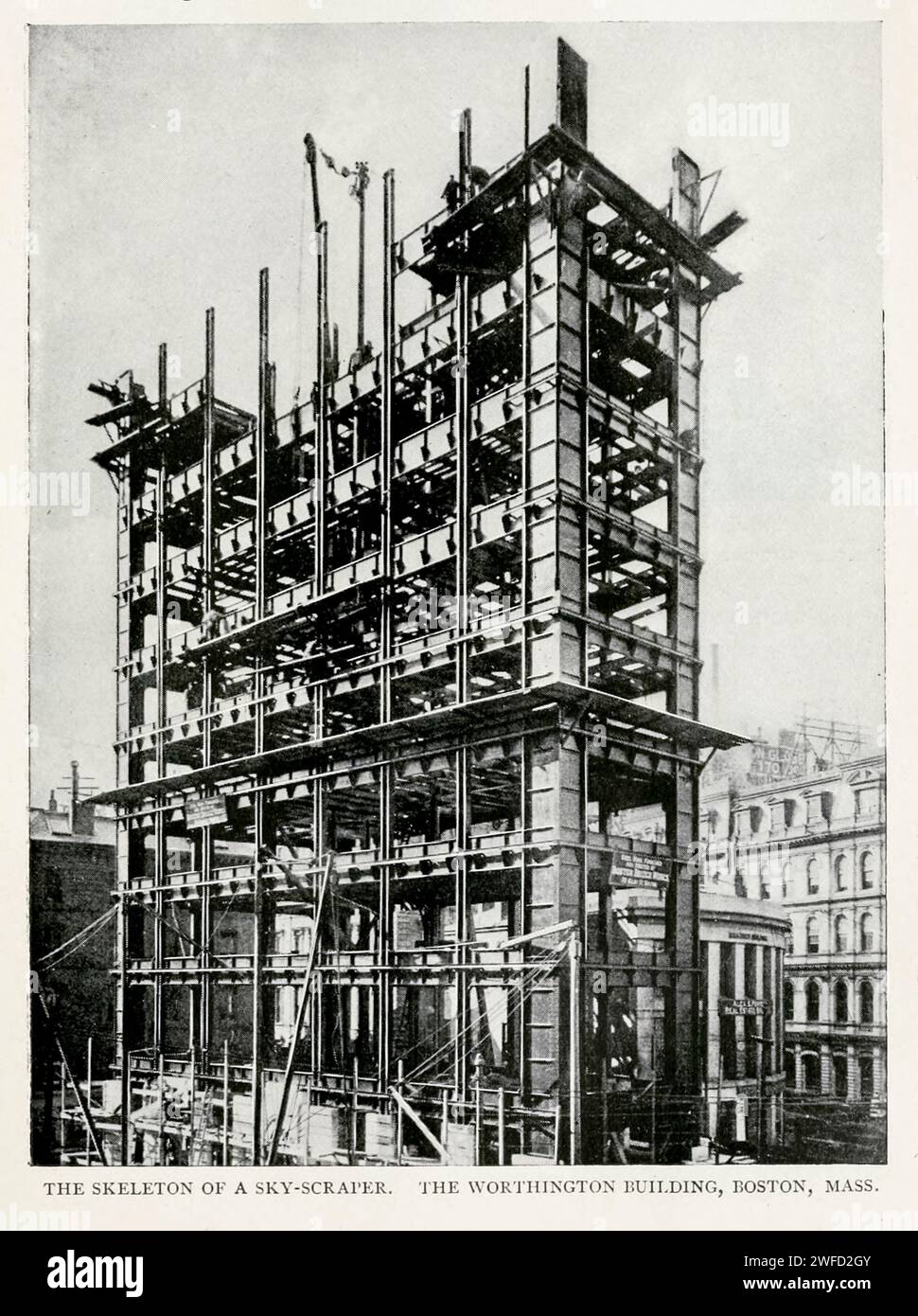 DAS SKELETT EINES WOLKENKRATZERS. DAS WORTHINGTON-GEBÄUDE, BOSTON, DIE MESSE. Aus dem Artikel DER TECHNISCHEN PROBLEME DES HOCHBAUS. Von Charles O. Brotvn. Vom Engineering Magazine widmet sich Industrial Progress Band XI Oktober 1897 The Engineering Magazine Co Stockfoto