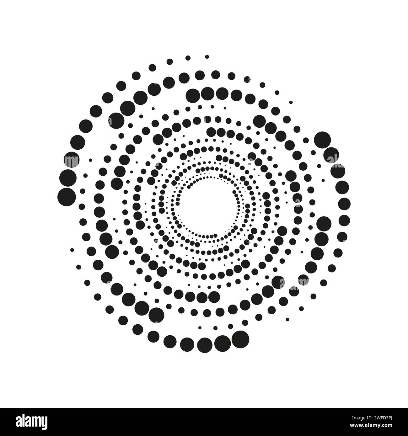 Kreisförmige spiralförmige Punkte. Konstruktionselement. Geometrisches Muster. Vektorabbildung. EPS 10. Stock Vektor