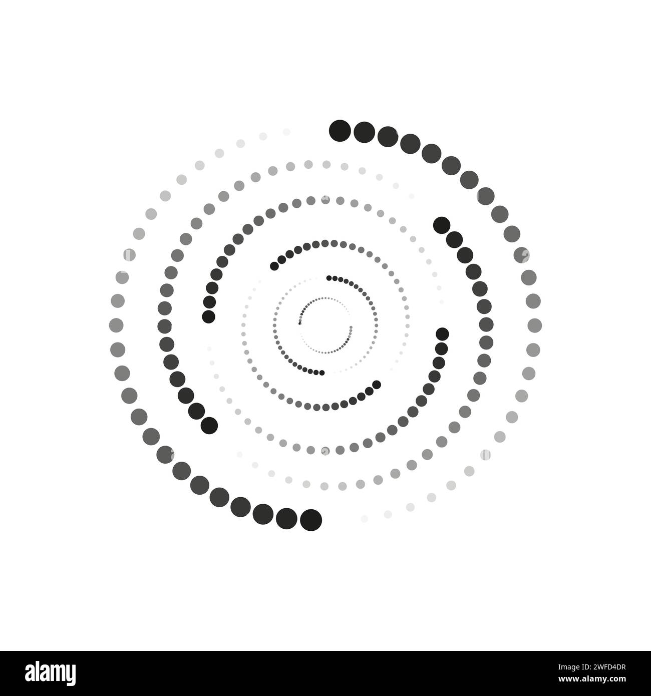 Kreisförmige spiralförmige Punkte. Konstruktionselement. Geometrisches Muster. Vektorabbildung. EPS 10. Stock Vektor