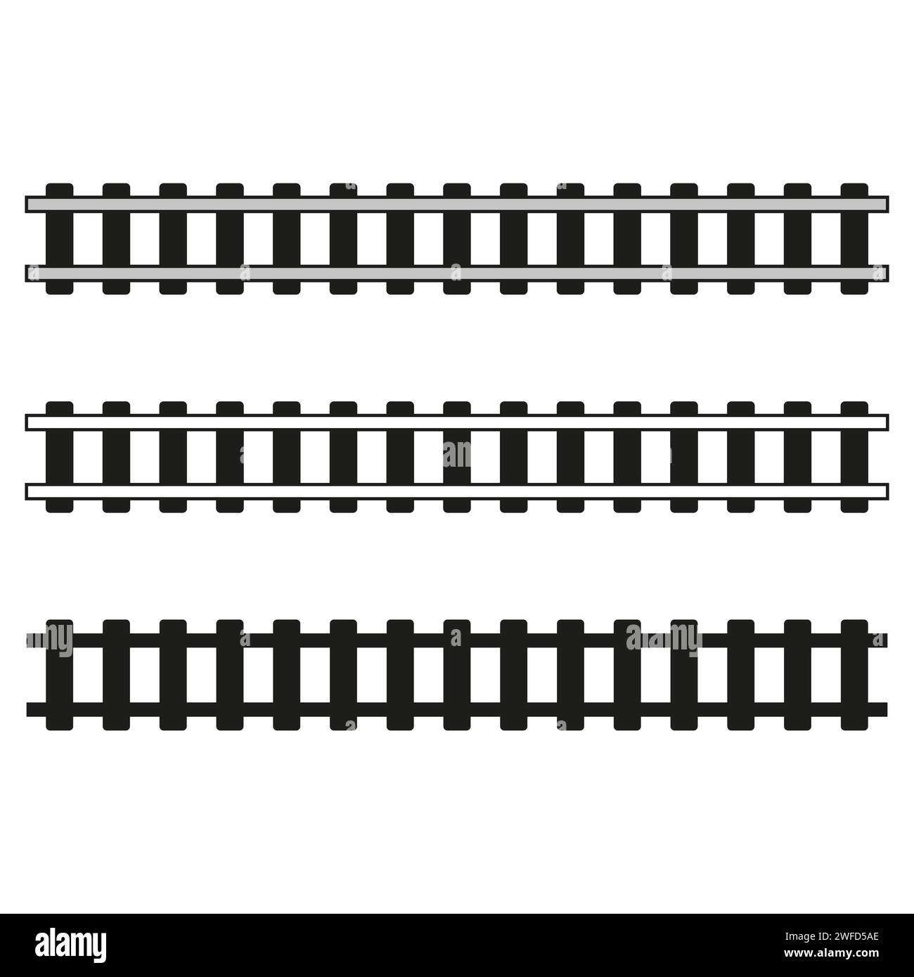 Moderne Ikone mit Eisenbahnelementen. Reisehintergrund. Symbolgruppe Transport. Metallhintergrund. Vektorabbildung. EPS 10. Stock Vektor