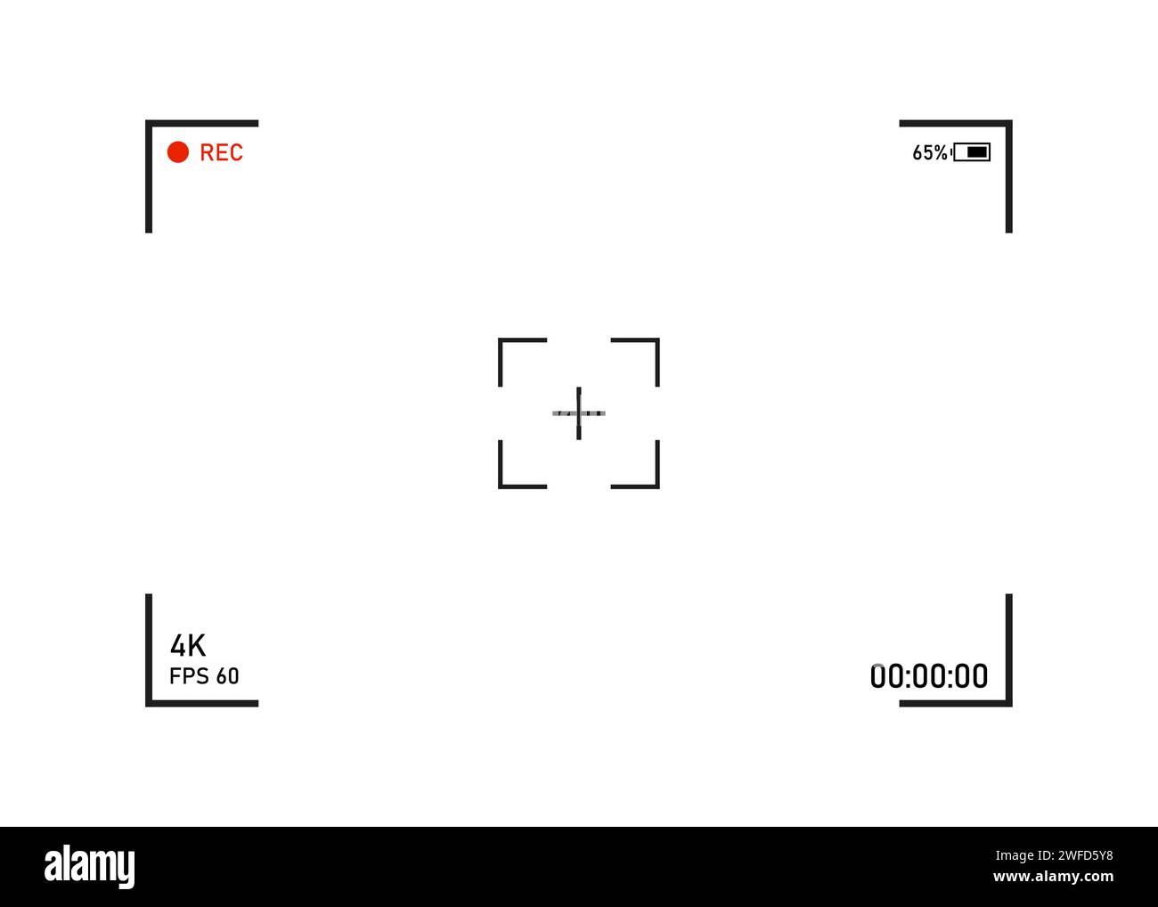 Bild mit Kamerabildschirm. Vektorabbildung. Rohbild. EPS 10. Stock Vektor