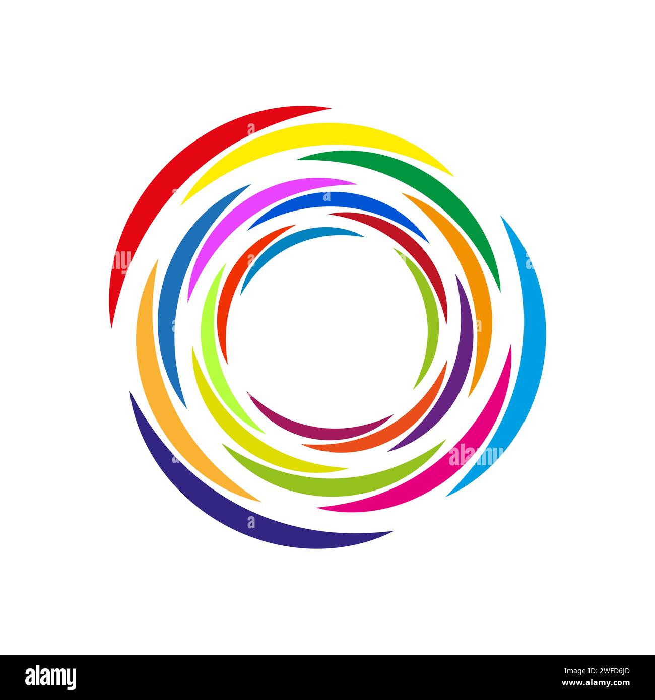 Farbige Kreise spiralförmig. Technologie rund. Farbübergang. Vektorabbildung. EPS 10. Stock Vektor