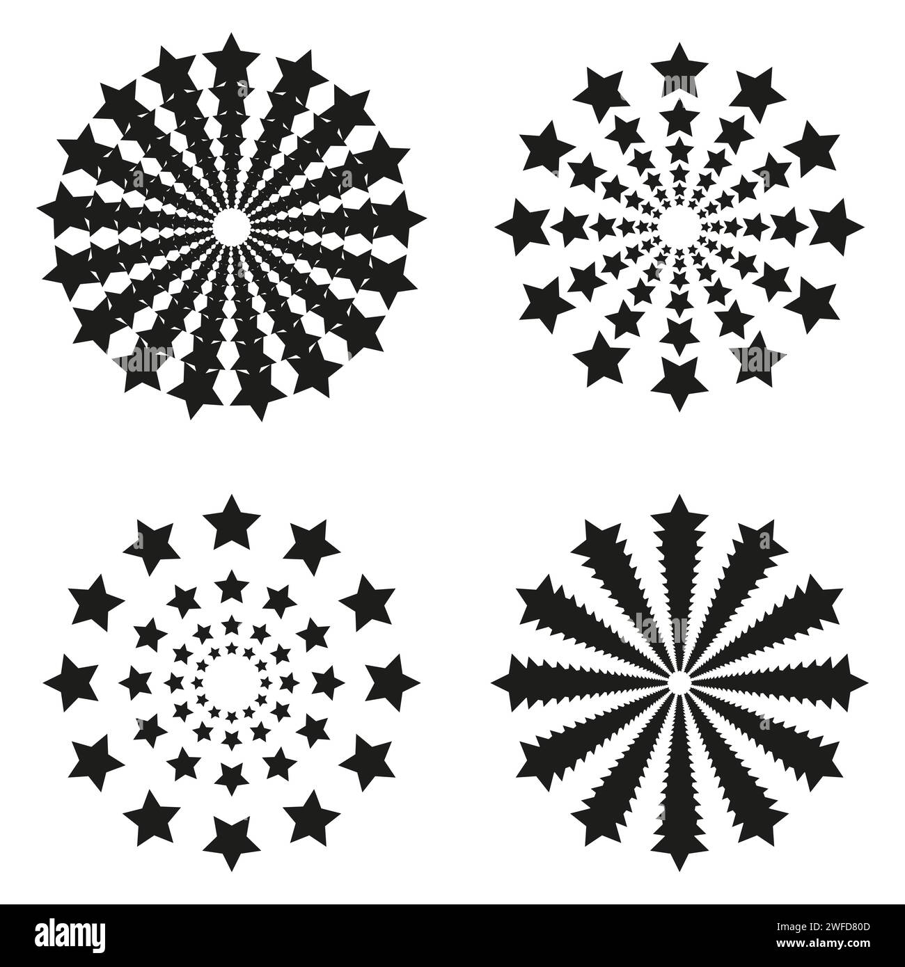 Kreise von Sternen. Prämienhintergrund. Sternsymbol. Vektorabbildung. EPS 10. Stock Vektor