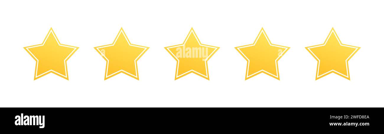 Fünf gelbe Sterne. Vektorabbildung. Rohbild. EPS 10. Stock Vektor