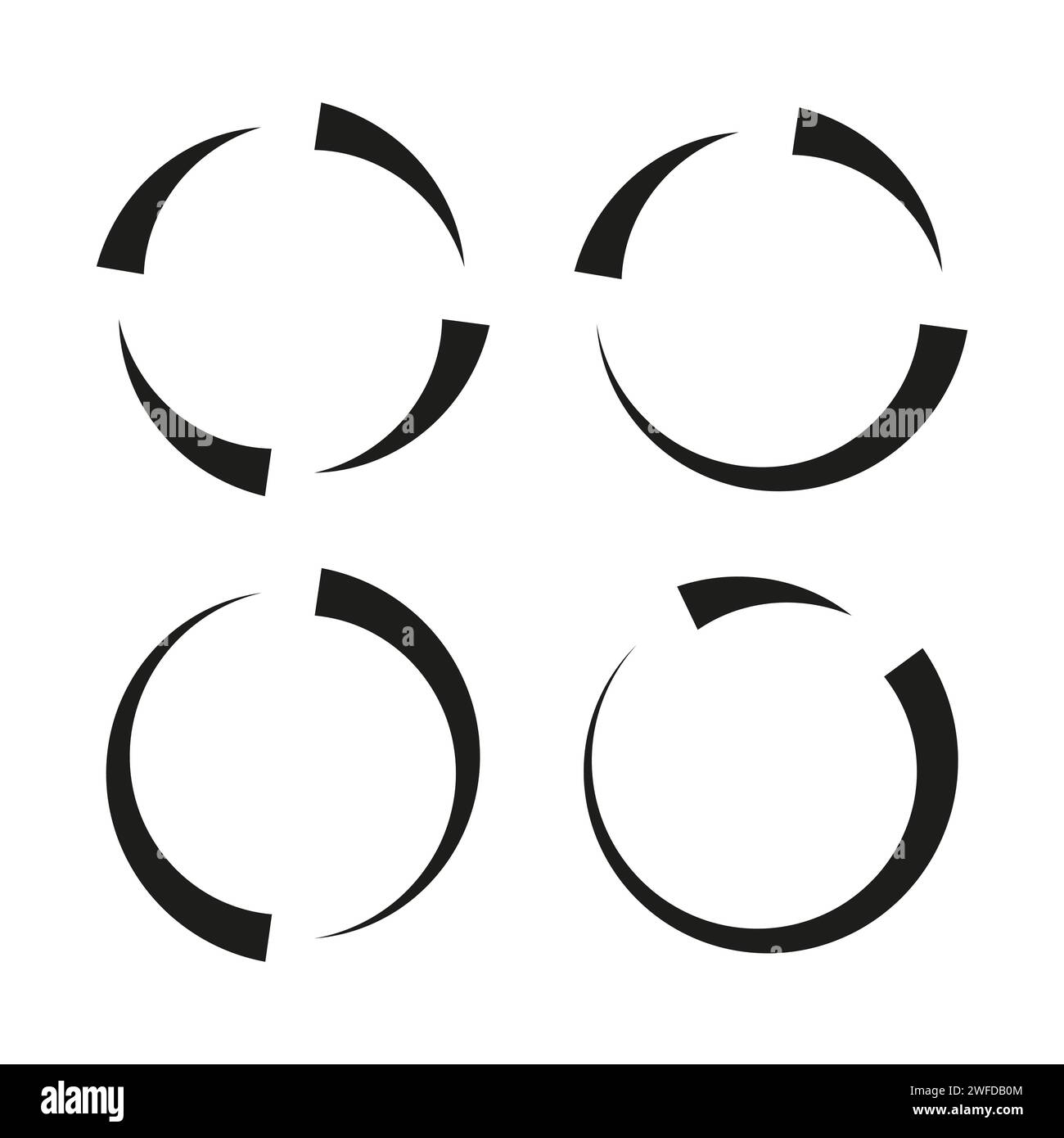 Symbol für konzentrische, radiale Linien, Kreise. Segmentierte Kreisform. Design-Element Spirale, Drall, Drall und Twist. Vektorabbildung. EPS 10. Stock Vektor