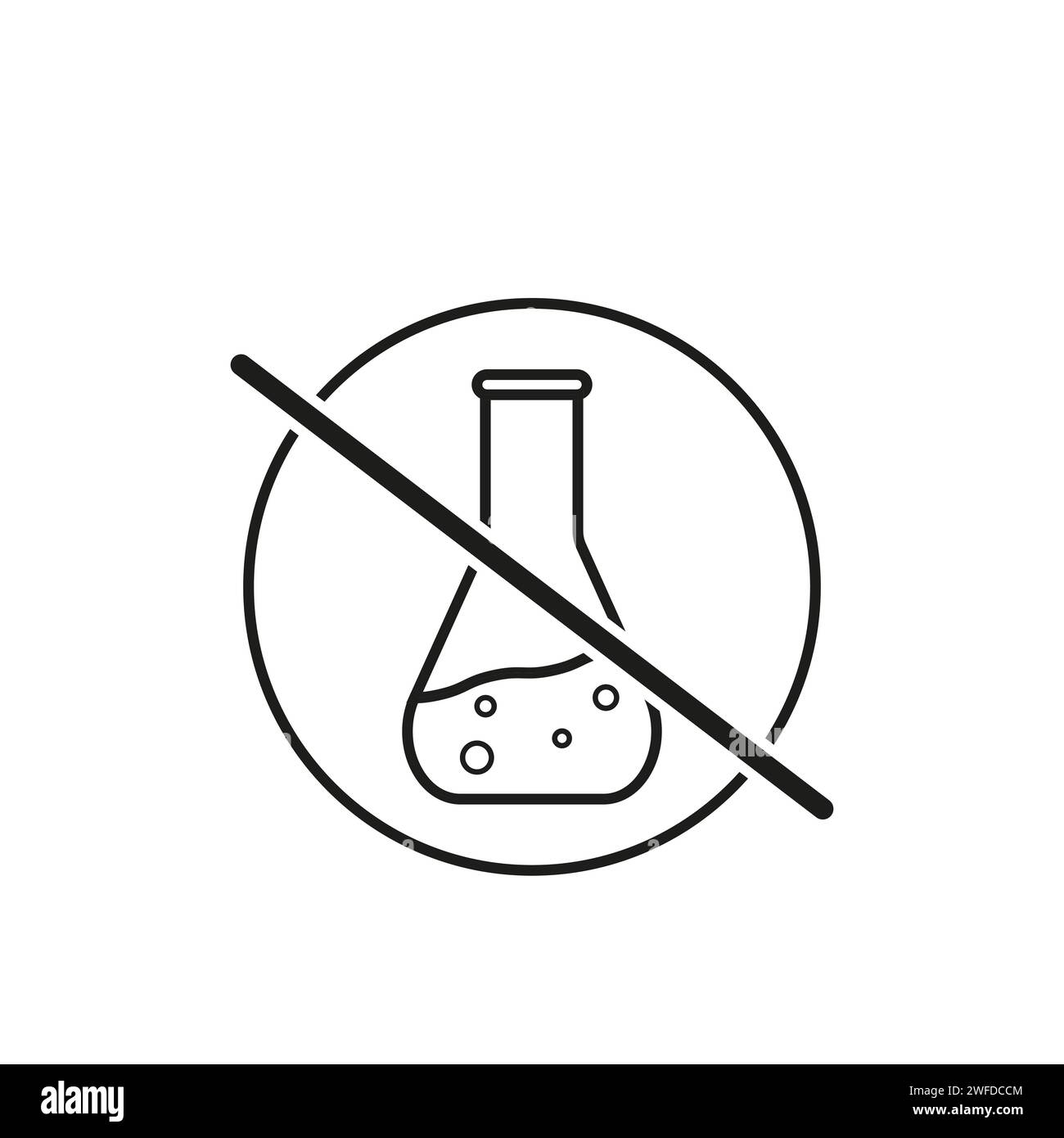 Symbol für freie chemische Linie. Symbol „kein chemisches Risiko“. Bio-Lebensmittel, keine Zusatzstoffe, keine Konservierungsstoffe. Natürliche Lebensmittel. Vektorabbildung. EPS 10. Stock Vektor