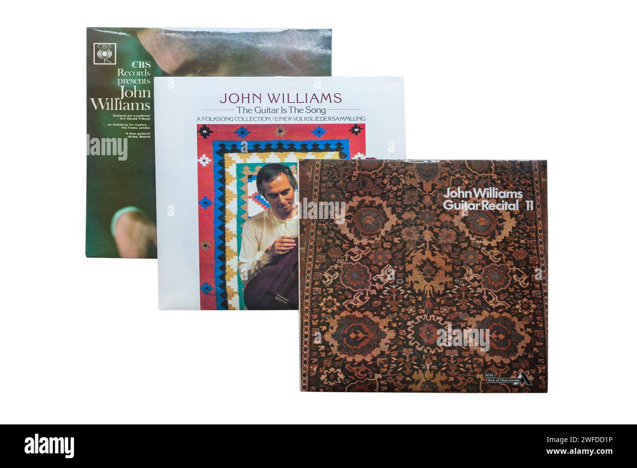 John Williams CBS Records präsentiert John Williams Guitar Recital II The Guitar ist das LP-Cover auf weißem Hintergrund Stockfoto