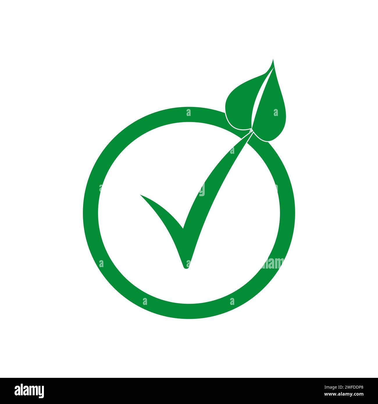 Check Leaf Logo vegetarische Qualität Ökologie veganes grünes Öko Element Bio Symbol. Vektorabbildung. Rohbild. EPS 10. Stock Vektor