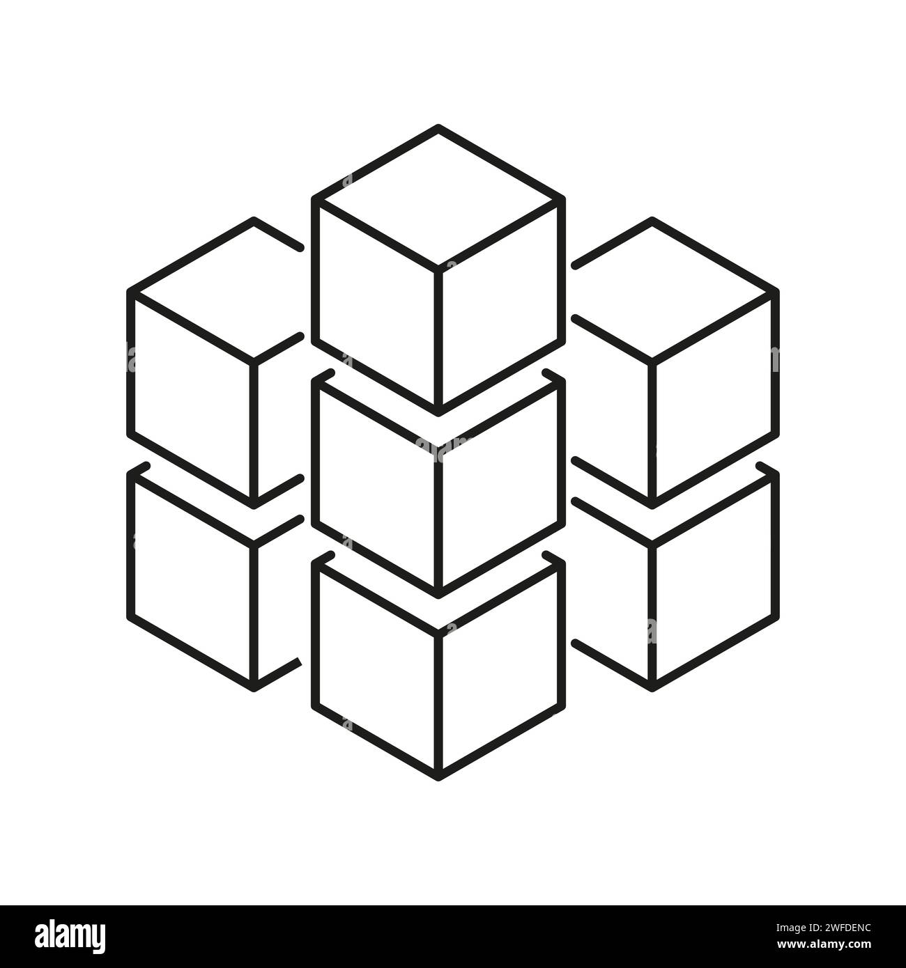 Blockchain-Symbol. Blockchain-Technologie. Vektorabbildung. Rohbild. EPS 10. Stock Vektor