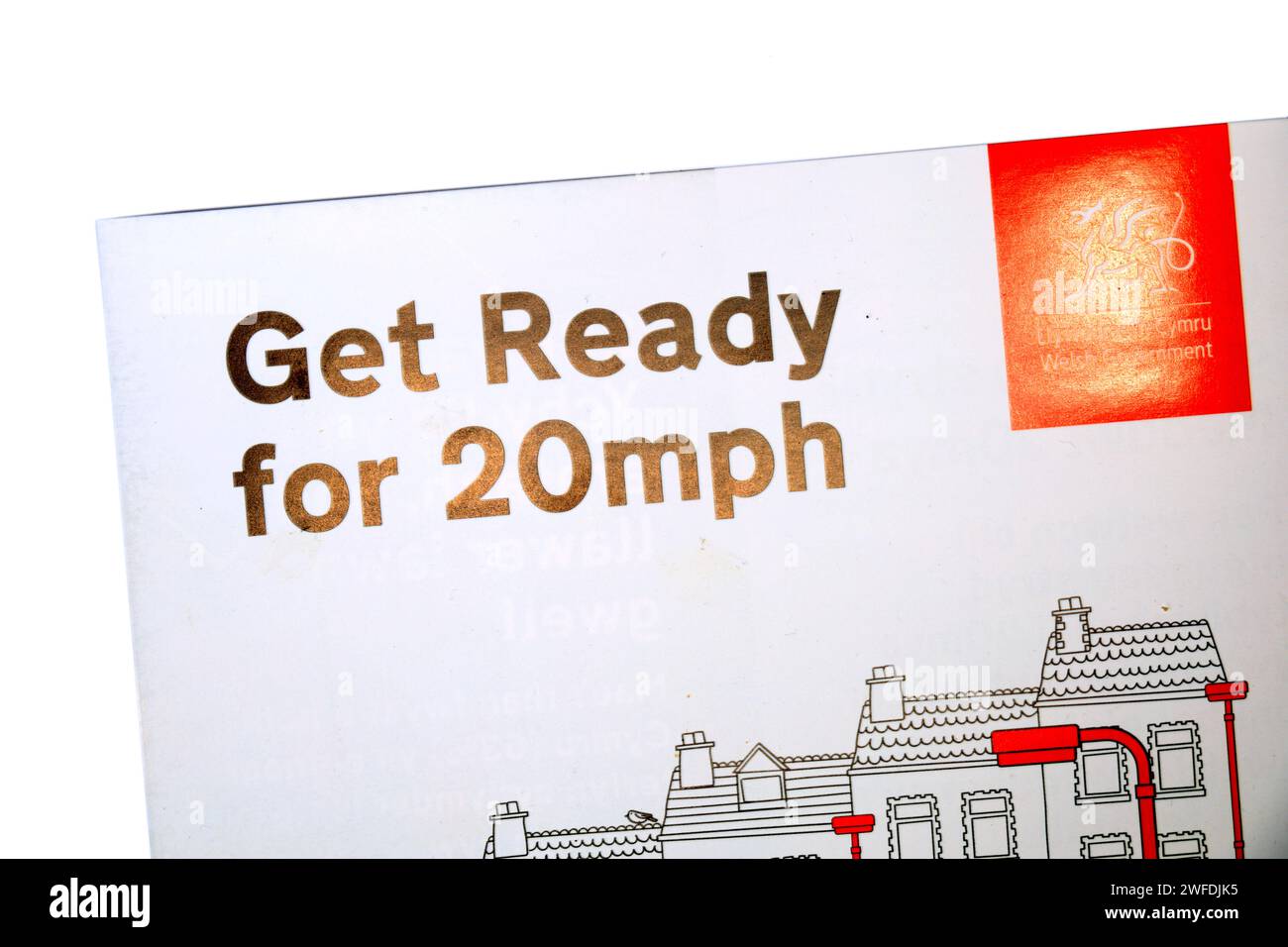 Broschüre über die Einführung einer Geschwindigkeitsbegrenzung von 20 km/h in Wales. Stockfoto
