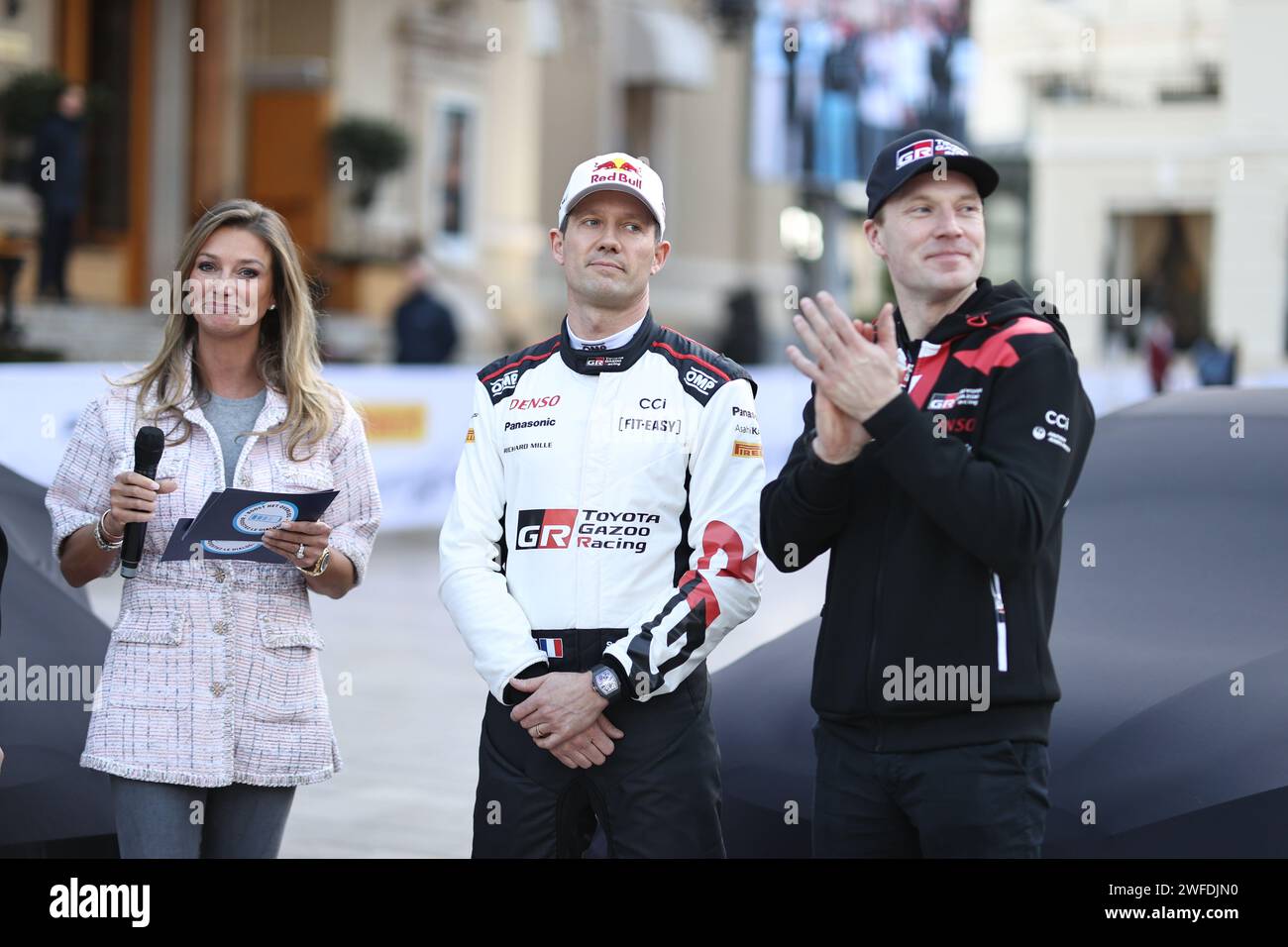 Monaco, Monaco. Januar 2024. MONACO, MONTE-CARLO - 25. Januar 2024: TOYOTA GAZOO RACING WRT Sebastien OGIER aus Frankreich und Vincent LANDAIS aus TOYOTA während der WRC RALLYE, FIA World Rallye Monte Carlo 2024, Start in Monaco, (Foto und Copyright @ Jun QIAN/ATP Images (QIAN Jun/ATP/SPP) Credit: SPP Sport Press Photo. /Alamy Live News Stockfoto