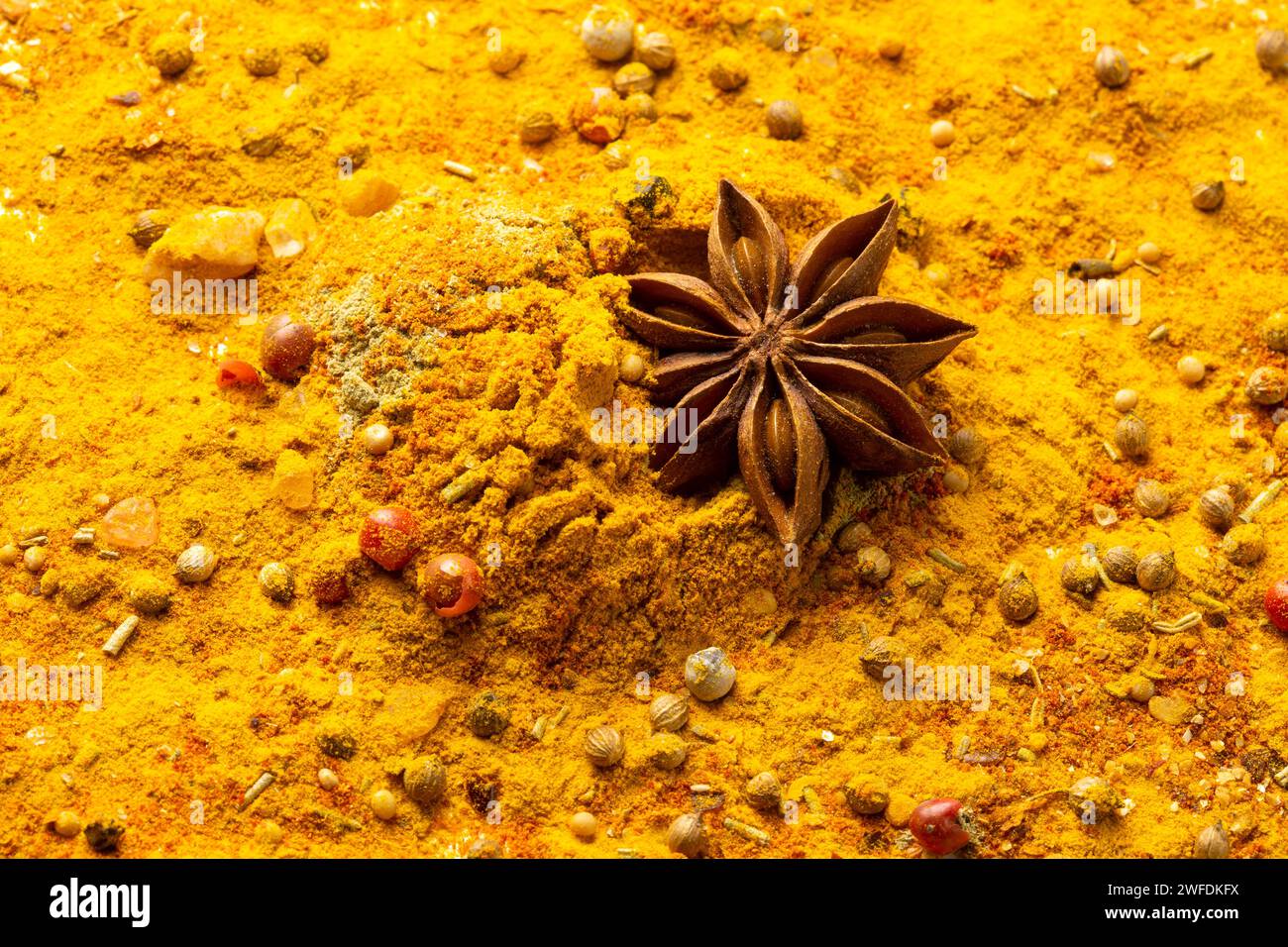 Curcuma mit Anis aus der Nähe Stockfoto