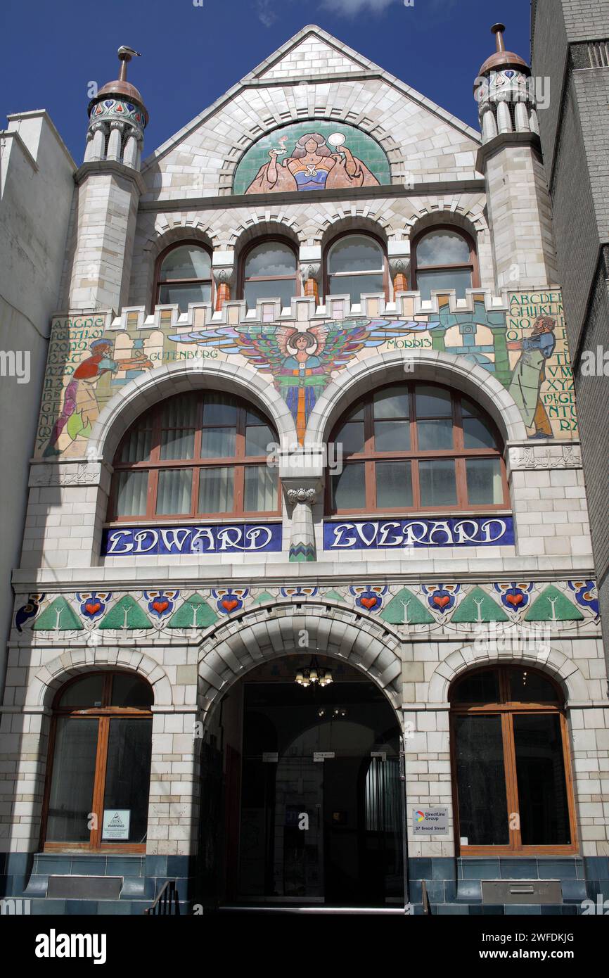 Die Fassade der ehemaligen Edward Everard Druckerei, Broad Street, Bristol Stockfoto