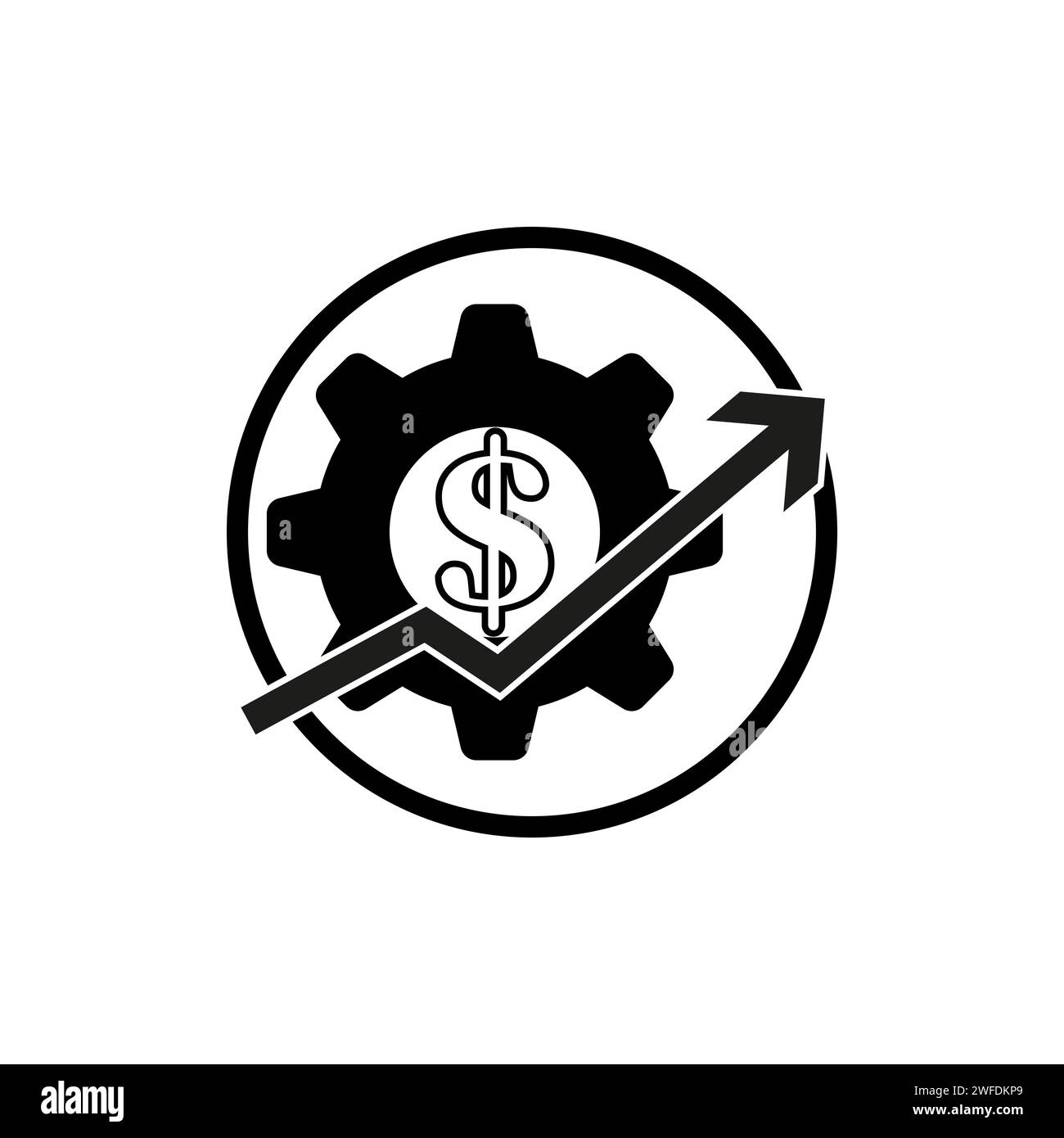 Symbol für Kostenoptimierung und Produktionseffizienz. Symbol für Geschäftseffizienz und Kostenmanagement. Vektorabbildung. EPS 10. Rohbild. Stock Vektor