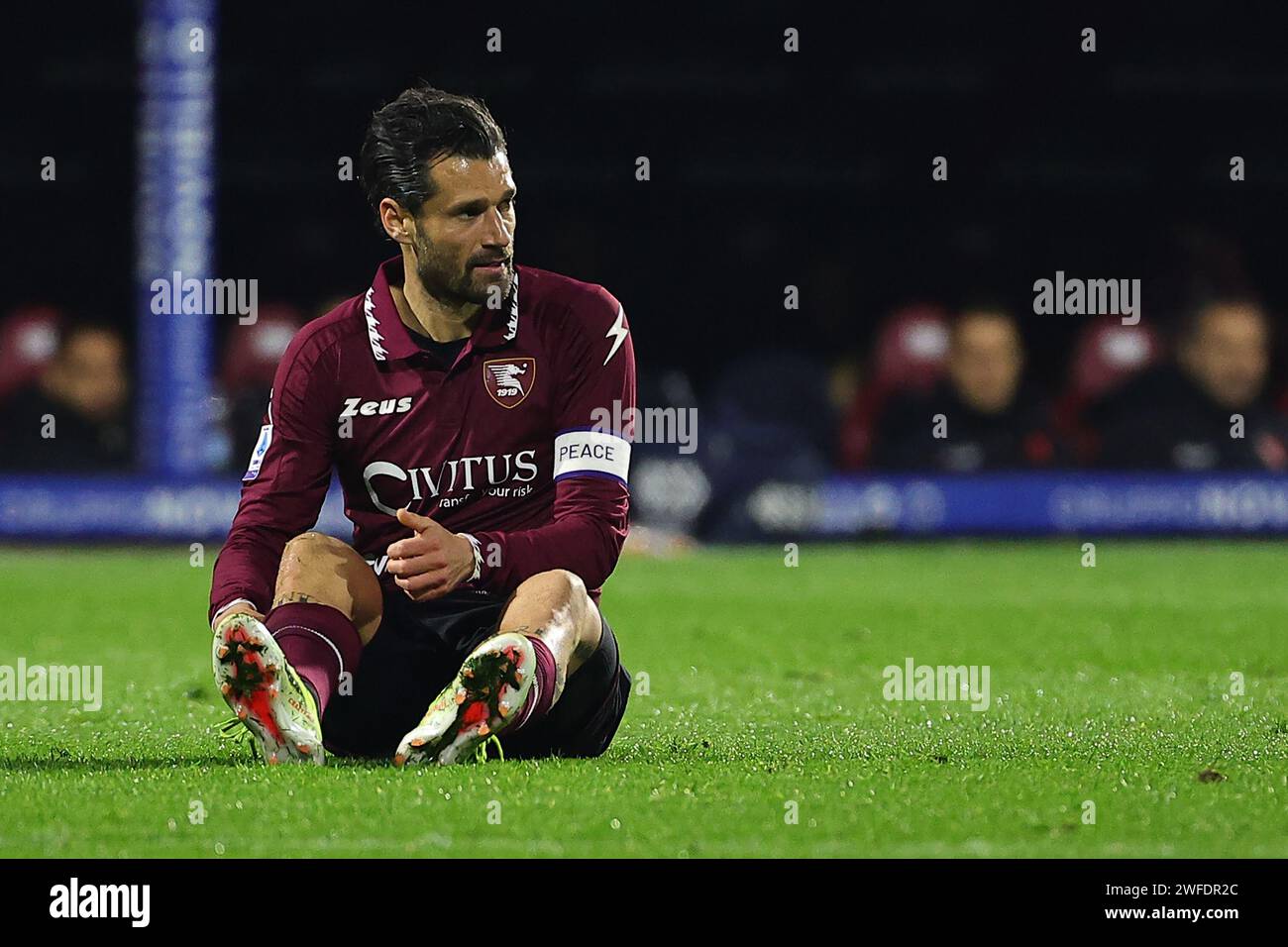 Antonio Candreva von US Salernitana Dejection während des Fußballspiels der Serie A zwischen US Salernitana und AS Roma im Arechi-Stadion in Salerno (Italien) am 29. Januar 2024. Stockfoto