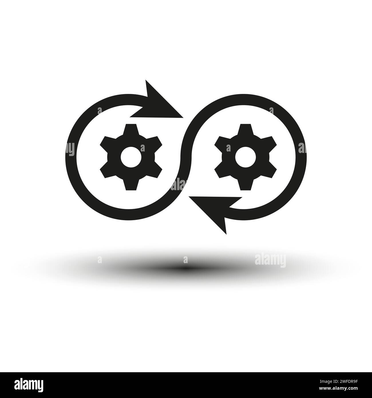 Entwicklungssymbol. Cog mit Arrow Business-Konzept. Vektorabbildung. EPS 10. Rohbild. Stock Vektor