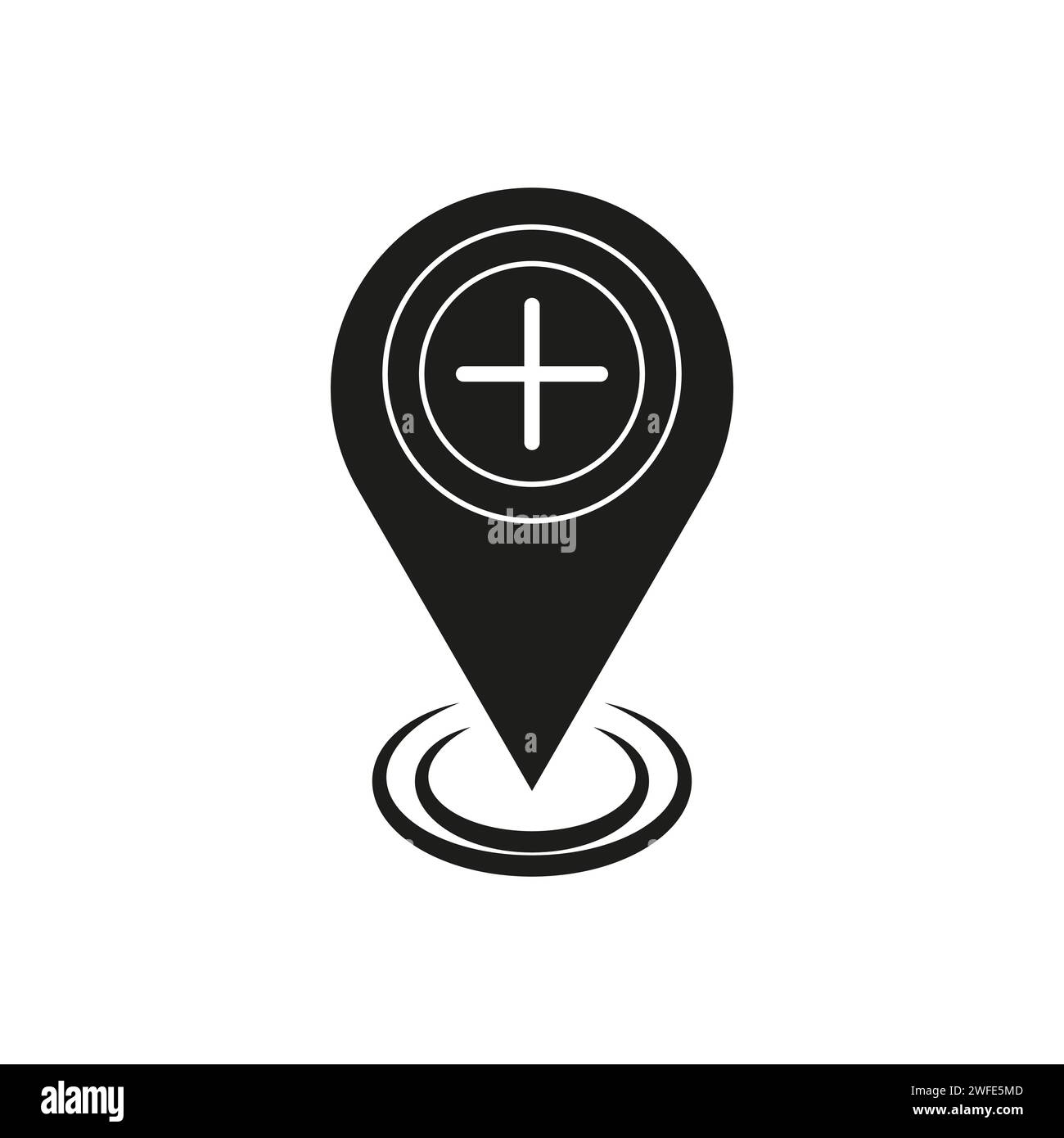 Symbol „Karte Pin hinzufügen“. Vektorabbildung. Rohbild. EPS 10. Stock Vektor