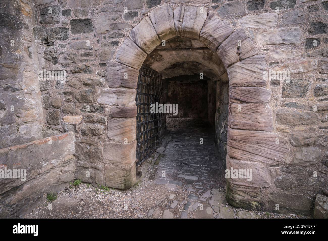 Detail von Blackness Castle in der Nähe von Edinburgh. Stockfoto