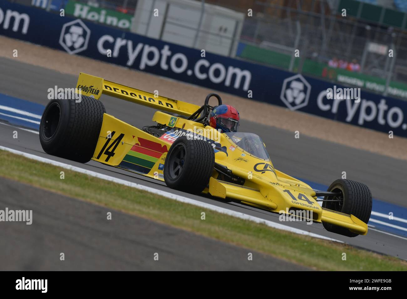 Formel 1 Copersucar Fittipaldi F5A, Formel 1-Auto-Demonstration 2023 Grand Prix von Großbritannien Stockfoto