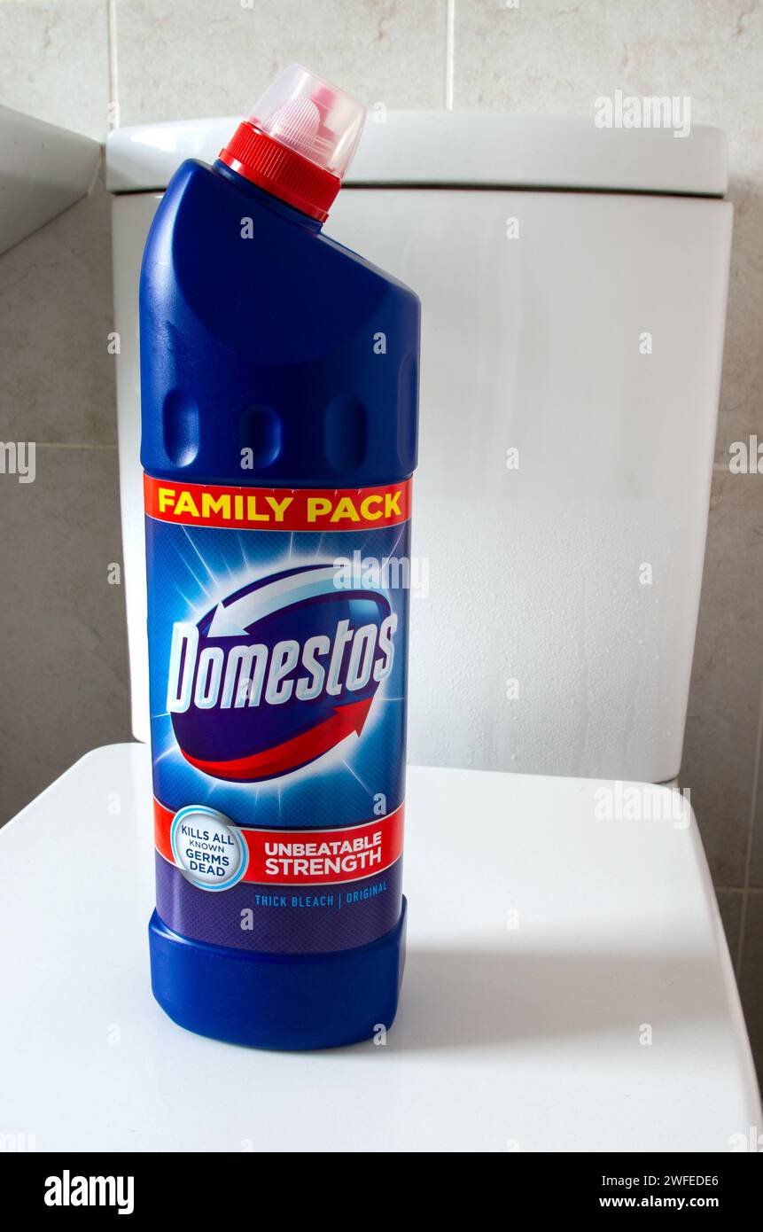 Flasche Familienpackung Domestos Dick Bleichmittel Stockfoto