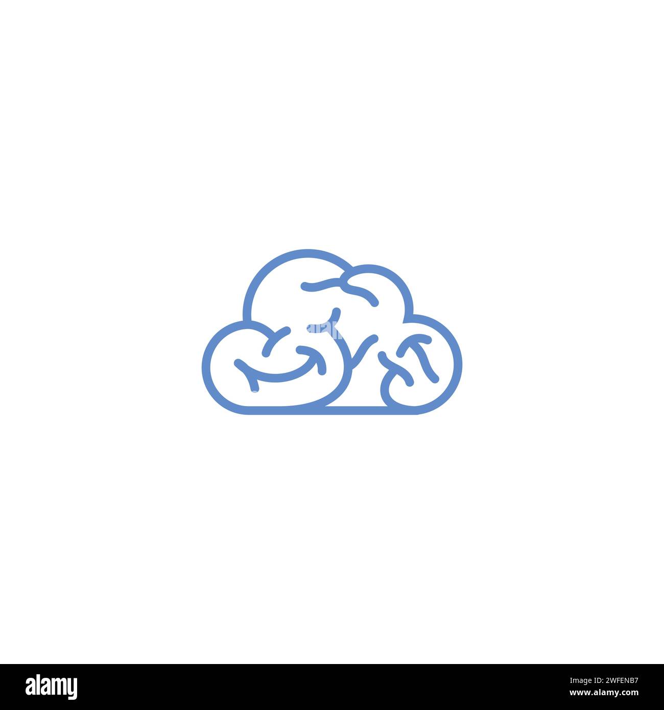 Cloud Brain Flat Outline Stil Logo Vorlage Vektor. Vektorabbildung Stock Vektor