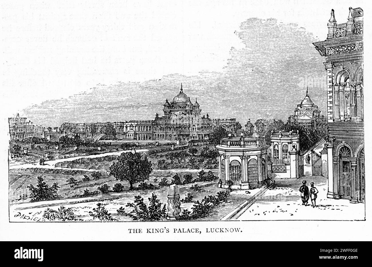 Gravur des Königspalastes in Lucknow, um 1880 Stockfoto