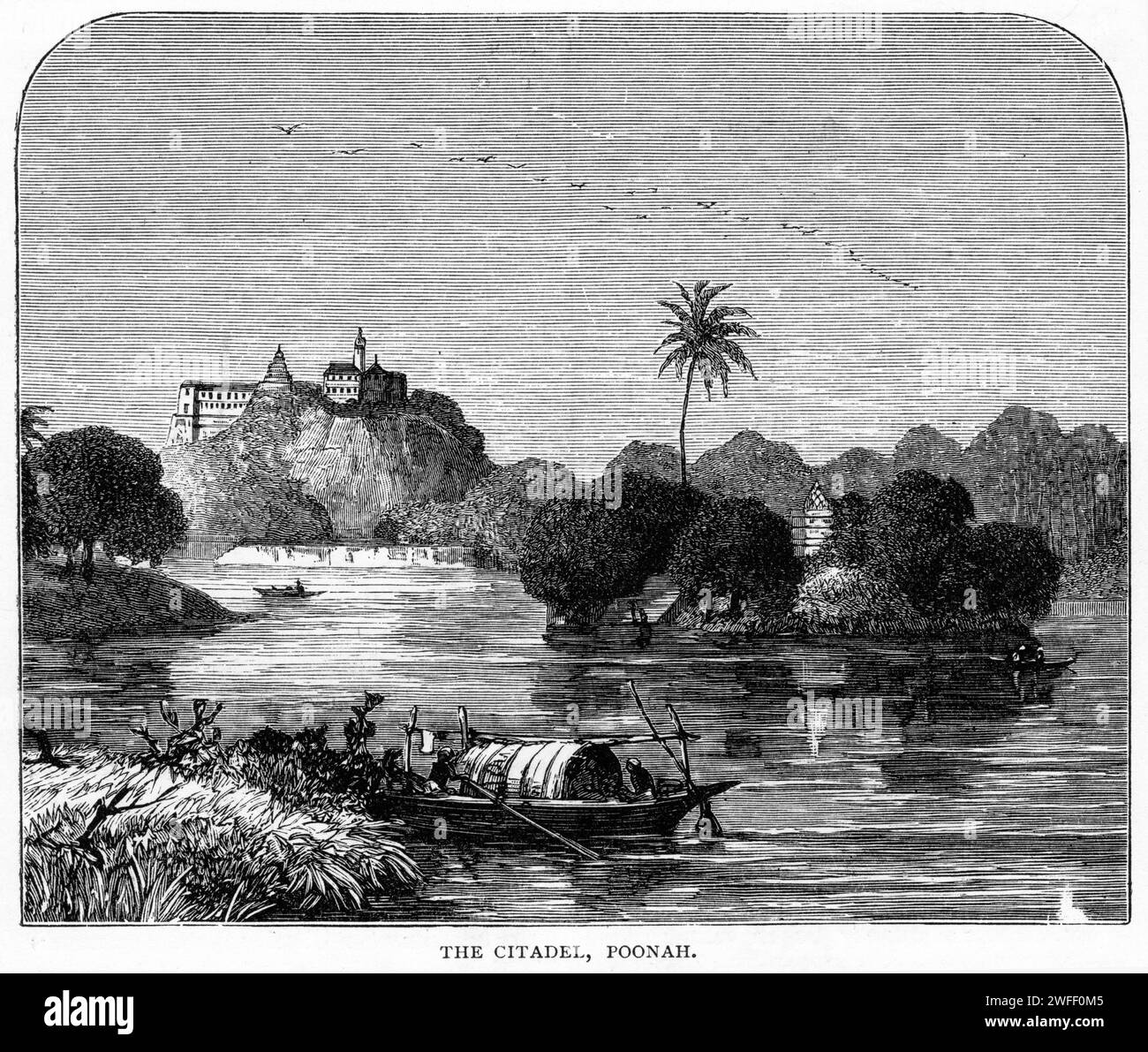 Kupferstich der Zitadelle, Poonah, Indien, um 1880 Stockfoto