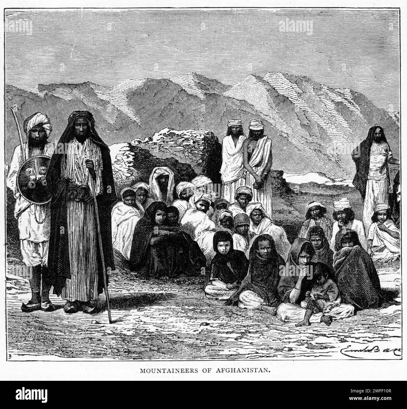 Gravur der Bergsteiger Afghanistans, um 1880 Stockfoto