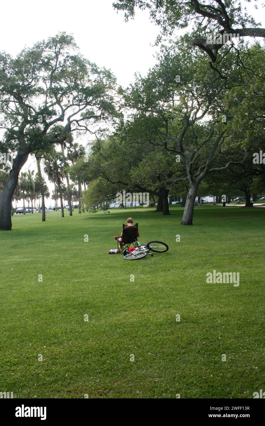 Machen Sie eine Pause von einer Fahrradtour Stockfoto