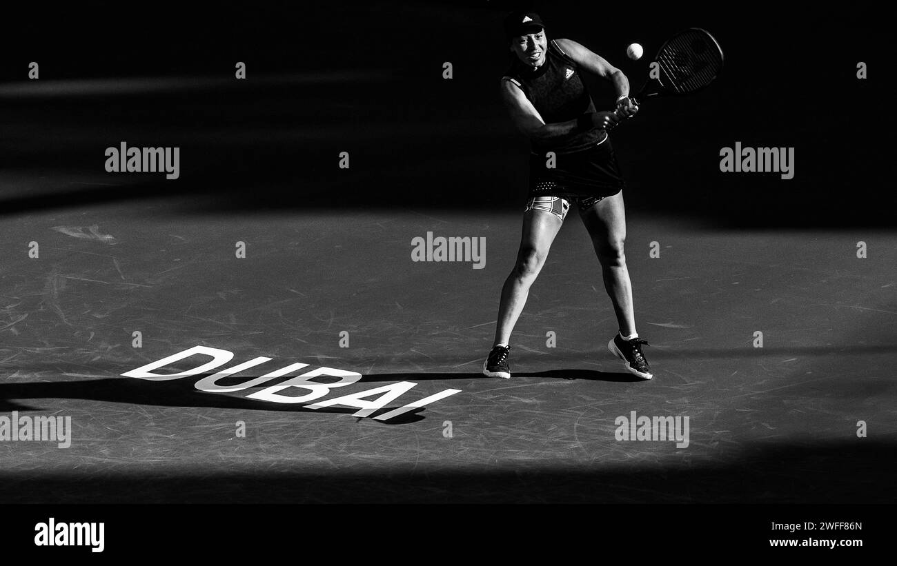 Cori Gauff von United States gegen Jessica Pegula von Unites States während ihres Einzel-Runde-1-Spiels im Rahmen der Dubai Duty Free Tennis Championships WTA 500 am 14. Februar 2022 in Dubai, Vereinigte Arabische Emirate. Foto von Victor Fraile / Power Sport Images Stockfoto