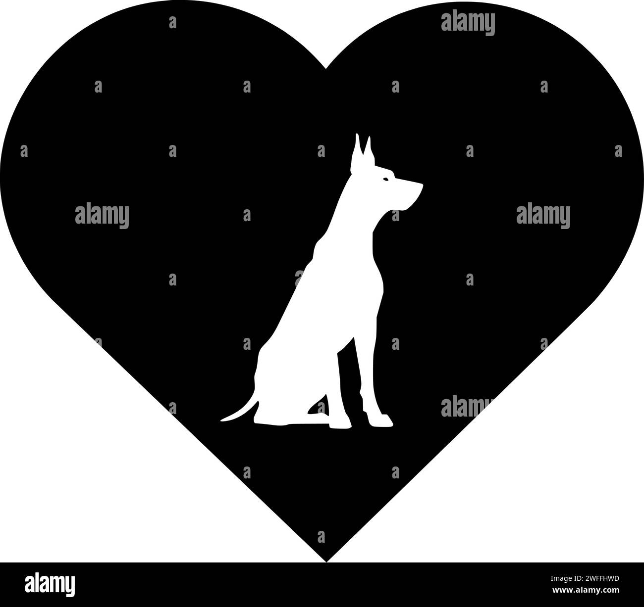 Welpen Illustration Hund Silhouette Herz Logo Welpen Icon Liebe Umriss Haustier Urlaub Tier Hund reinrassiges Säugetier valentinstag glückliche Form valentinstag Freund jung Stock Vektor