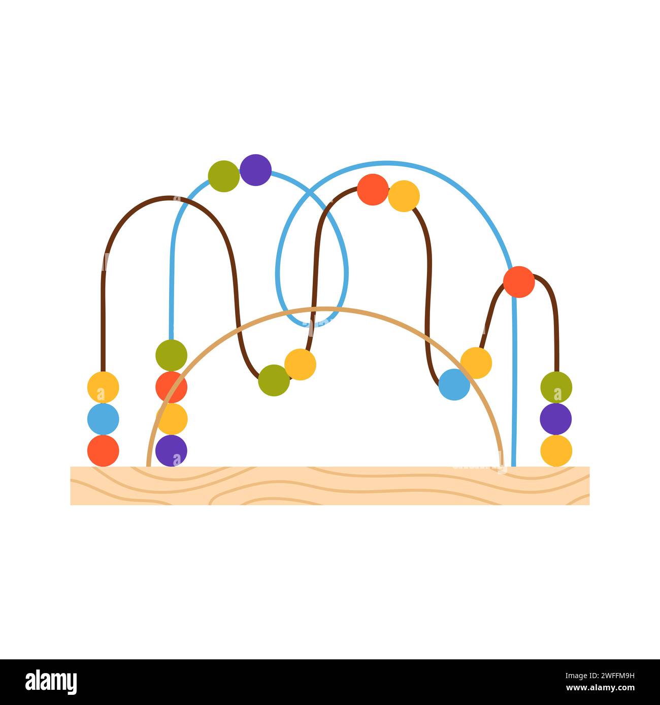 Holzspielzeug für Kinder. Montessori Logikentwicklung Schule Cartoon Vektor Illustration Stock Vektor