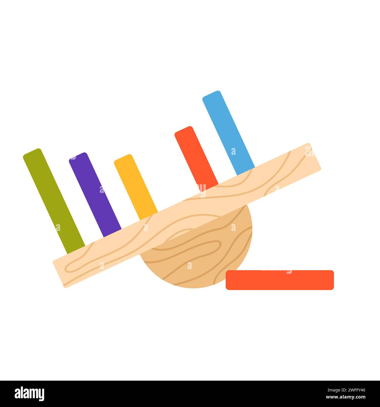 Lehrreiches Holzspiel. Montessori bunte Spielzeuge, Fertigkeiten Entwicklung Cartoon Vektor Illustration Stock Vektor