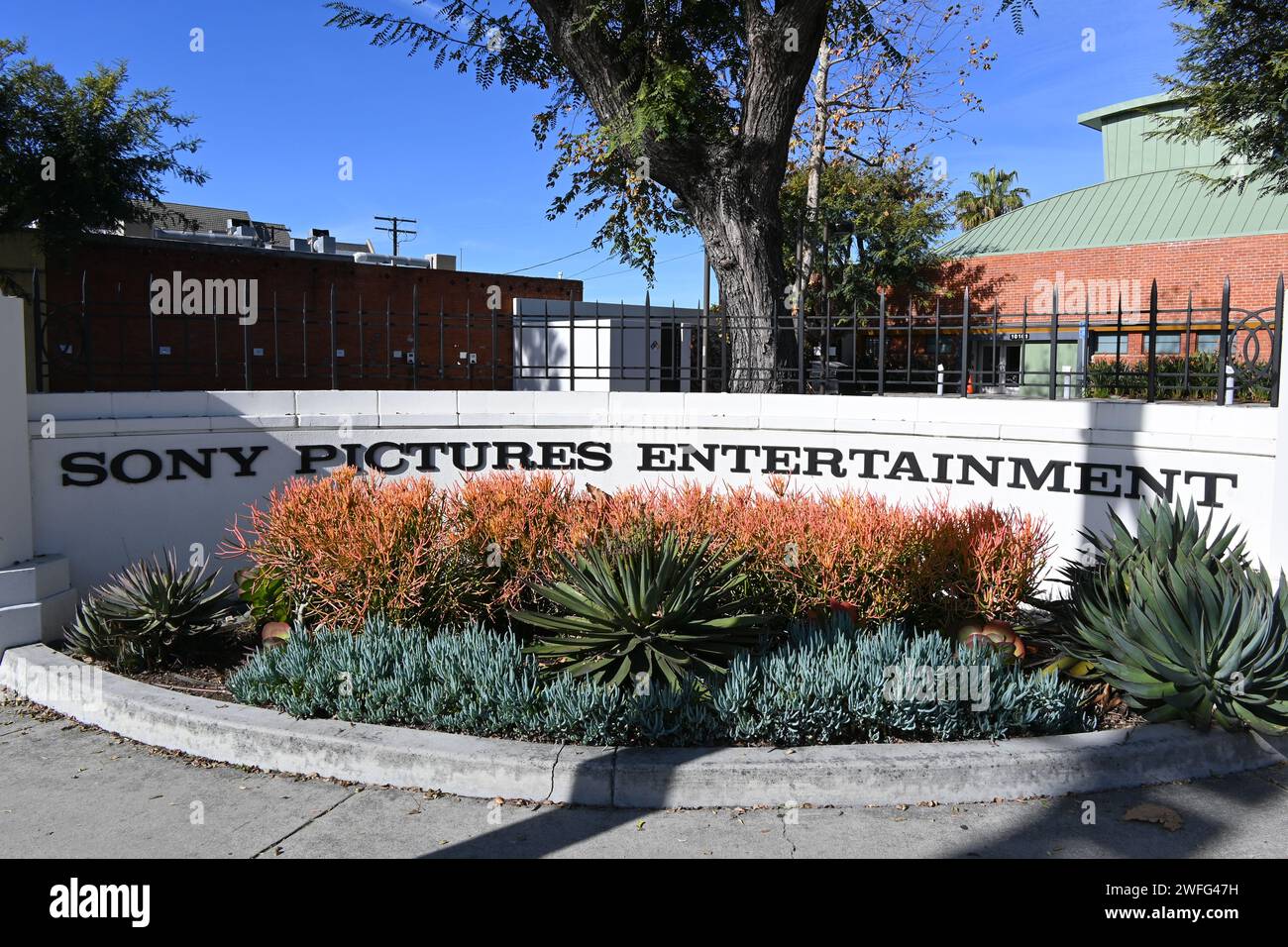 CULVER CITY, KALIFORNIEN - 28. JAN 2024: Sony Pictures Entertainment Madison Avenue Gate. Stockfoto