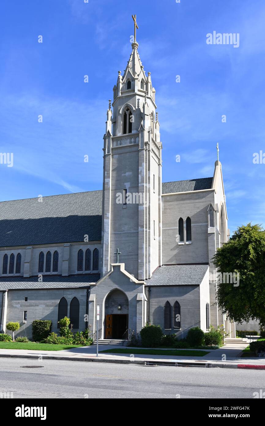 CULVER CITY, KALIFORNIEN - 28. JAN 2024: St Augustine Catholic Church am Washington Boulevard. Stockfoto